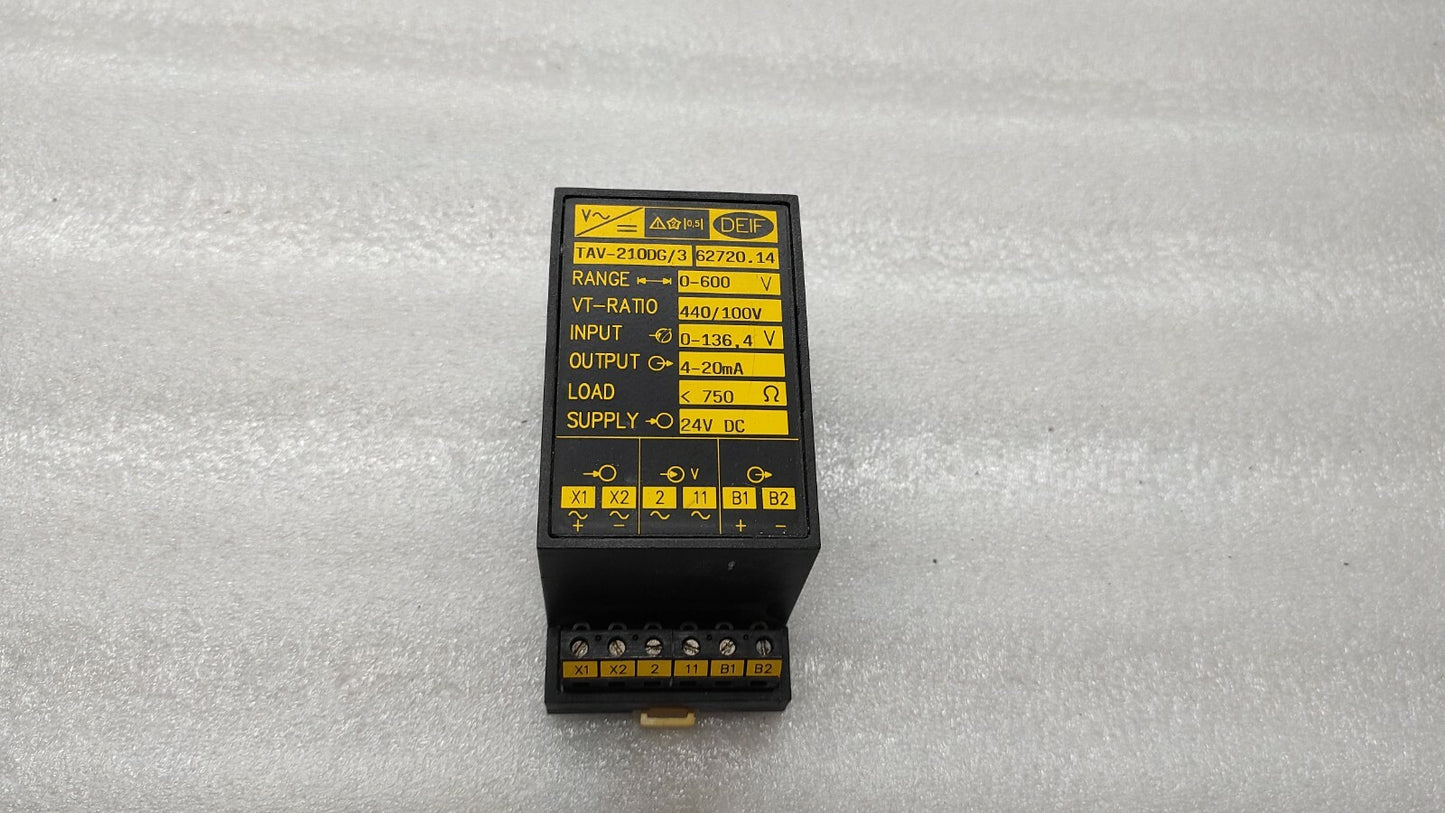 DEIF TAV-210DG/3 TRANSDUCER 0-600V 24VDC VT  RATIO 440/100V