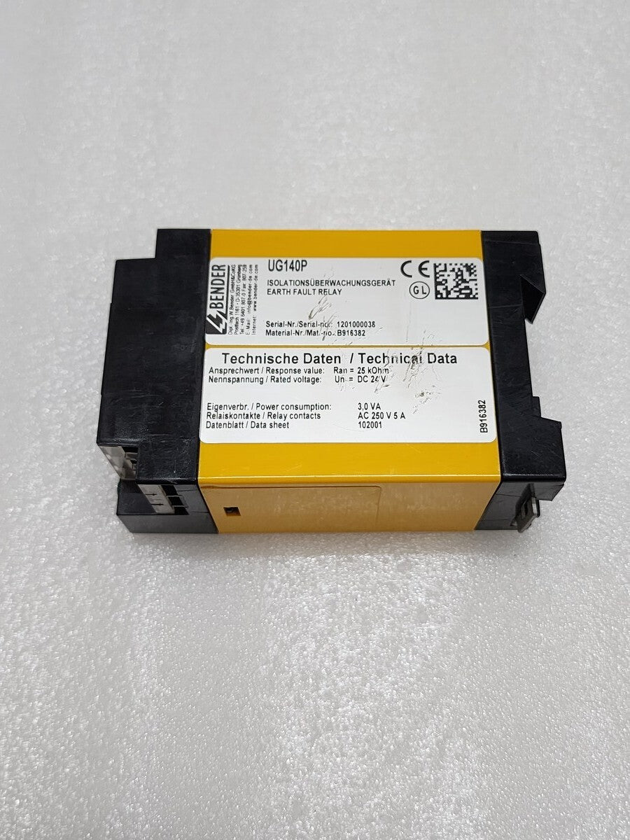BENDER UG140P EARTH FAULT RELAY B916382 24VDC