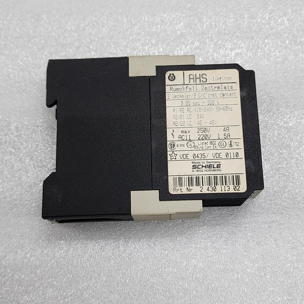 SCHIELE AHS OFF DELAY  TIMER 2.430.113.02 110-240V/24V/42-48V 0.05S-300H