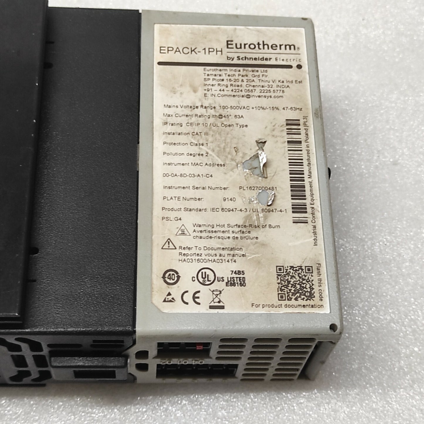EUROTHERM EPACK-1PH MODBUS TCP CONTROLLER EPACK-1PH/63A/500V/XXX/V2CL/XXX/XXX/TC