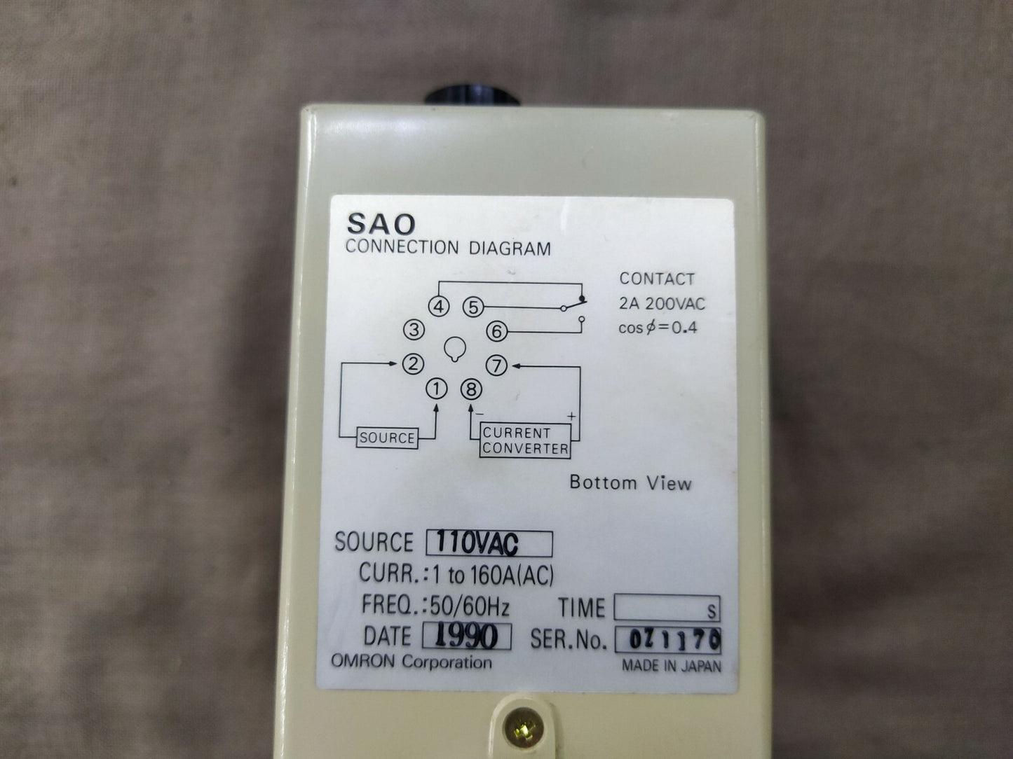 OMRON SAO-S CURRENT SENSOR 110V AC