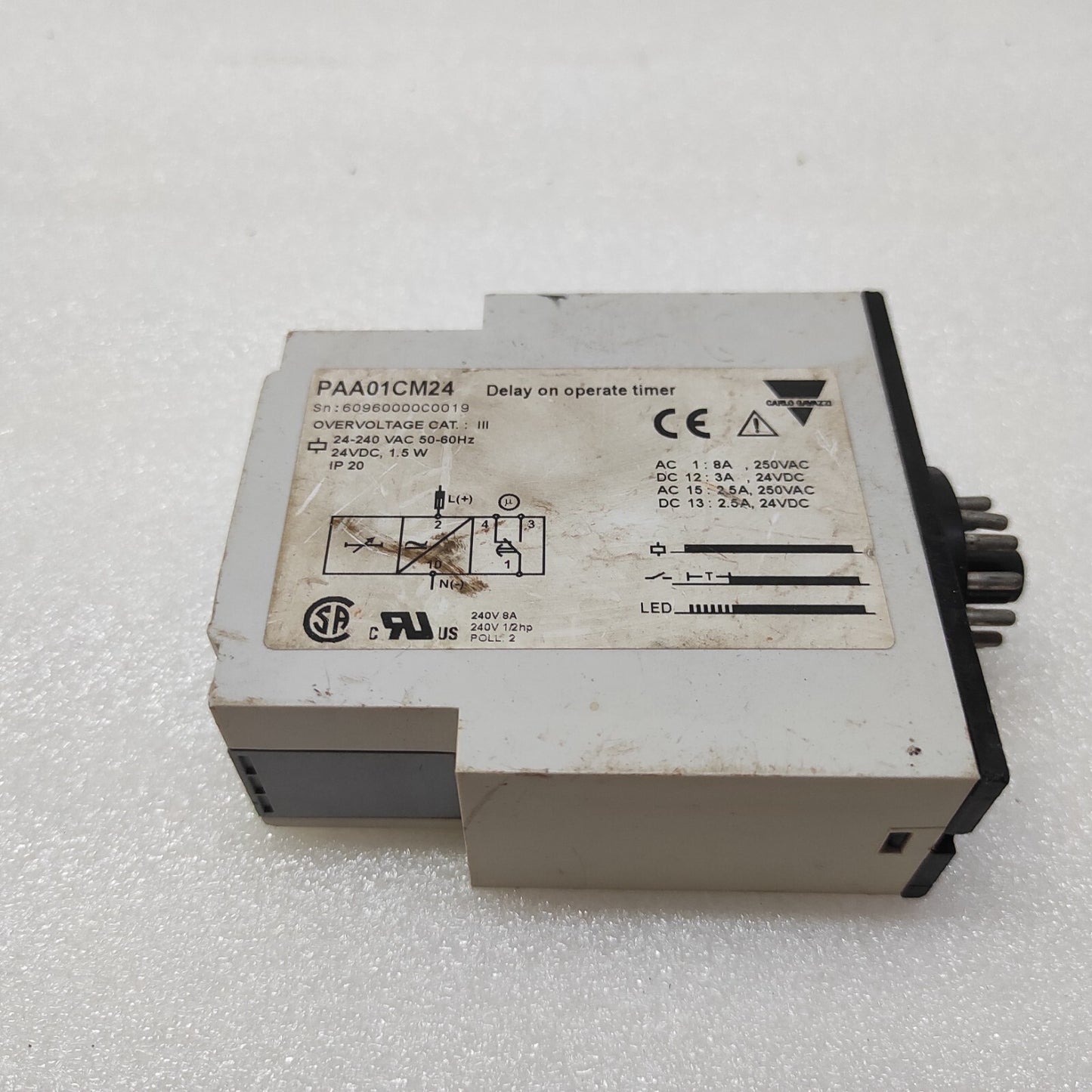 CARLO GAVAZZI PAA01CM24 DELAY ON OPERATE TIMER 24-240VAC/24VDC