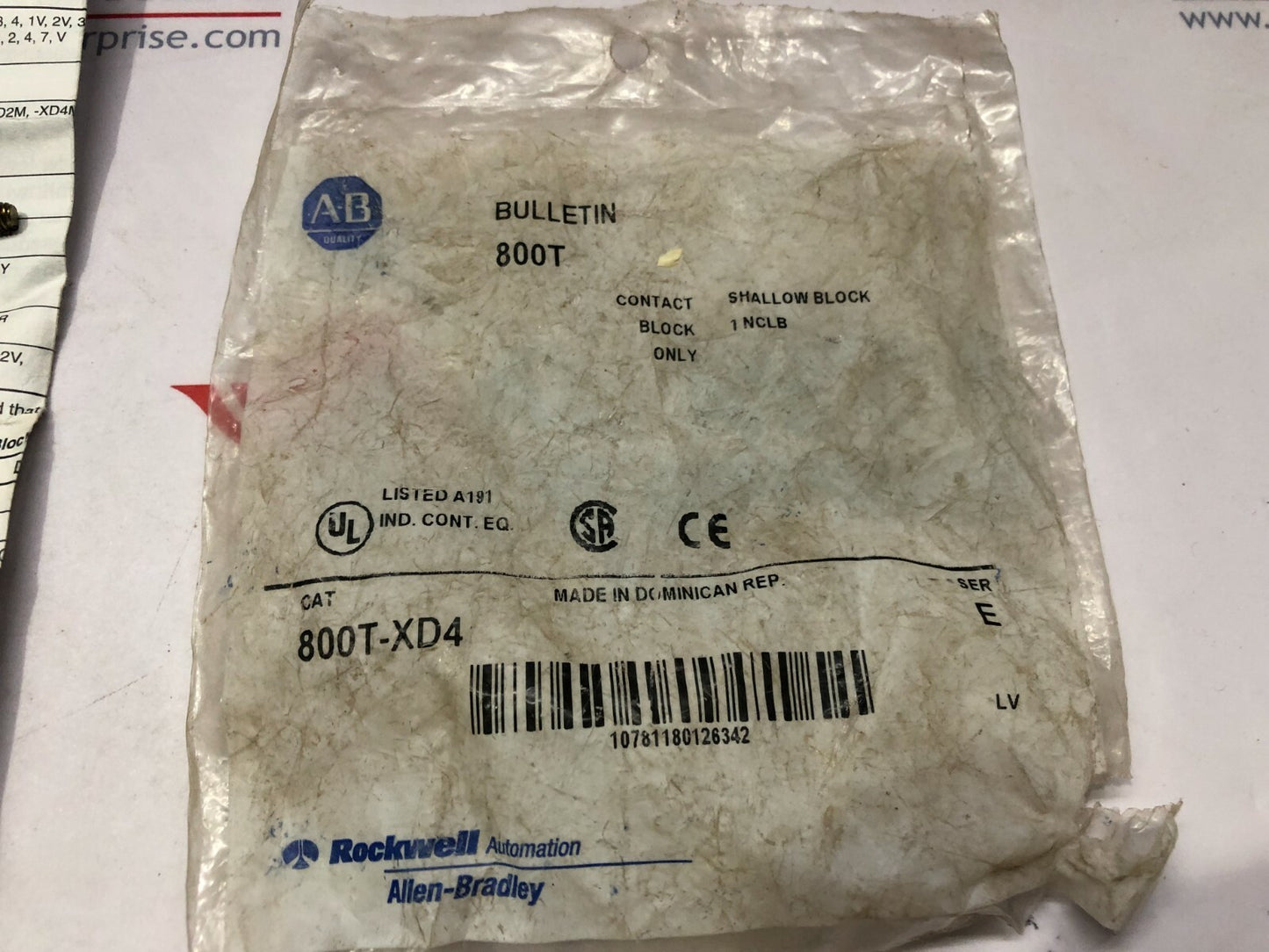 ALLEN BRADLEY 800T-XD4 CONTACT BLOCK