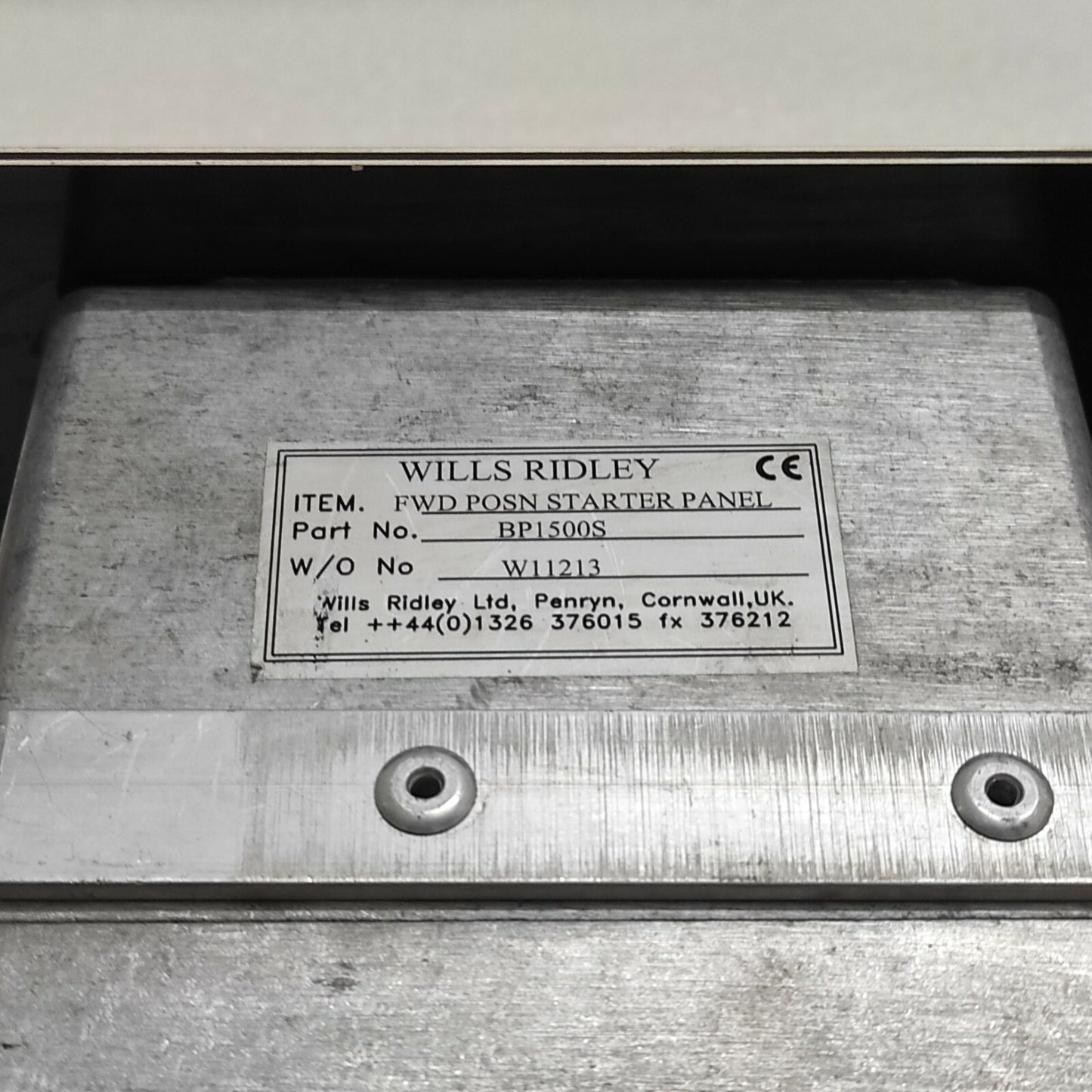 WILLS RIDLEY BP1500S FWS POSN STARTER PANEL
