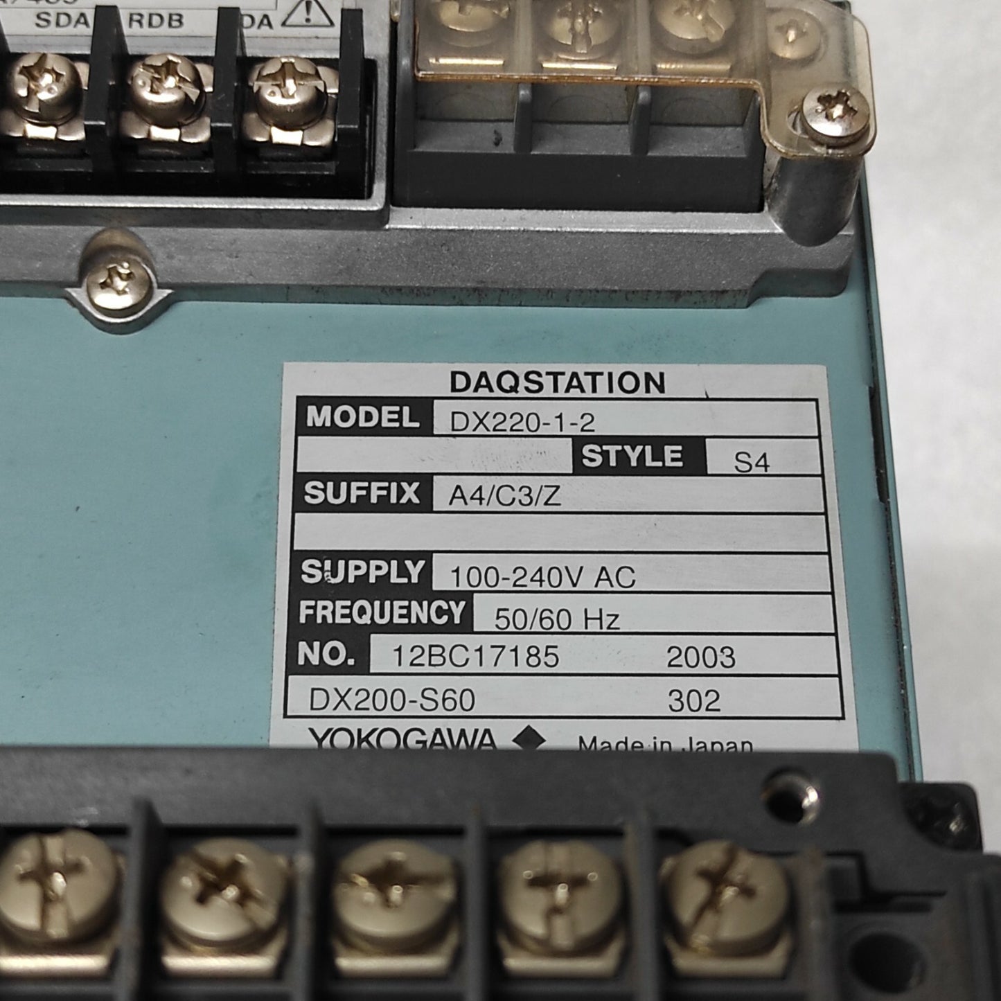 YOKOGAWA DX220-1-2 DAQ STATION DX200-S60 DIGITAL CHART RECORDER 100-240VAC