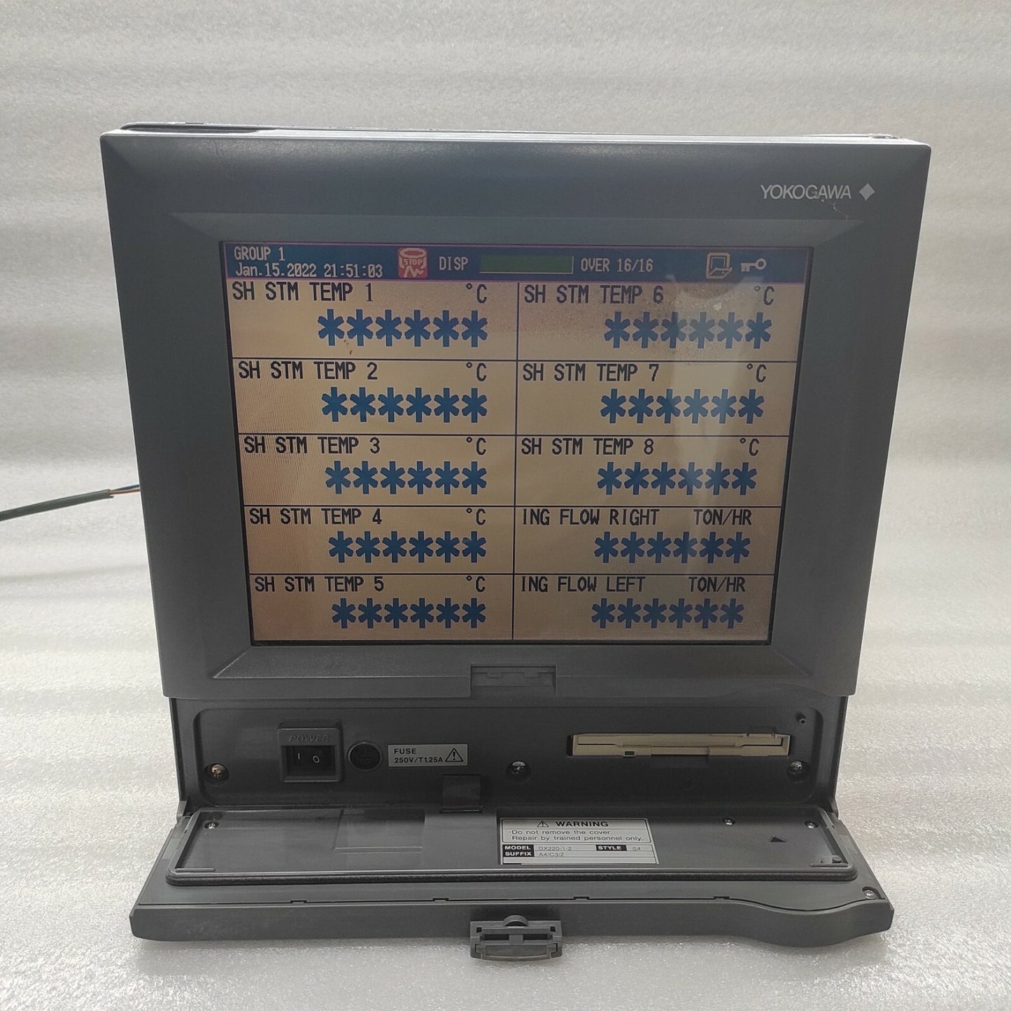 YOKOGAWA DX220-1-2 DAQ STATION DX200-S60 DIGITAL CHART RECORDER 100-240VAC