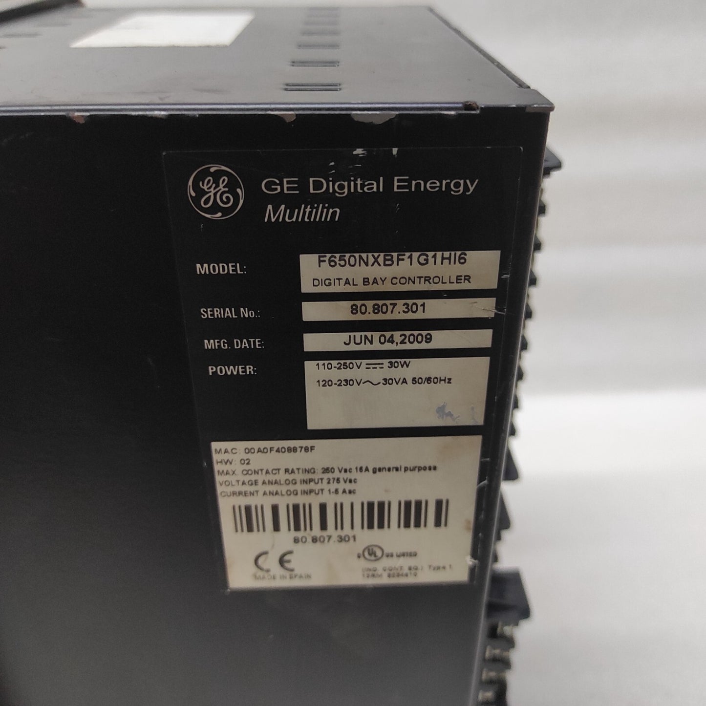 GE MULTILIN F650NXBF1G1HI6 DIGITAL BAY CONTROLLER
