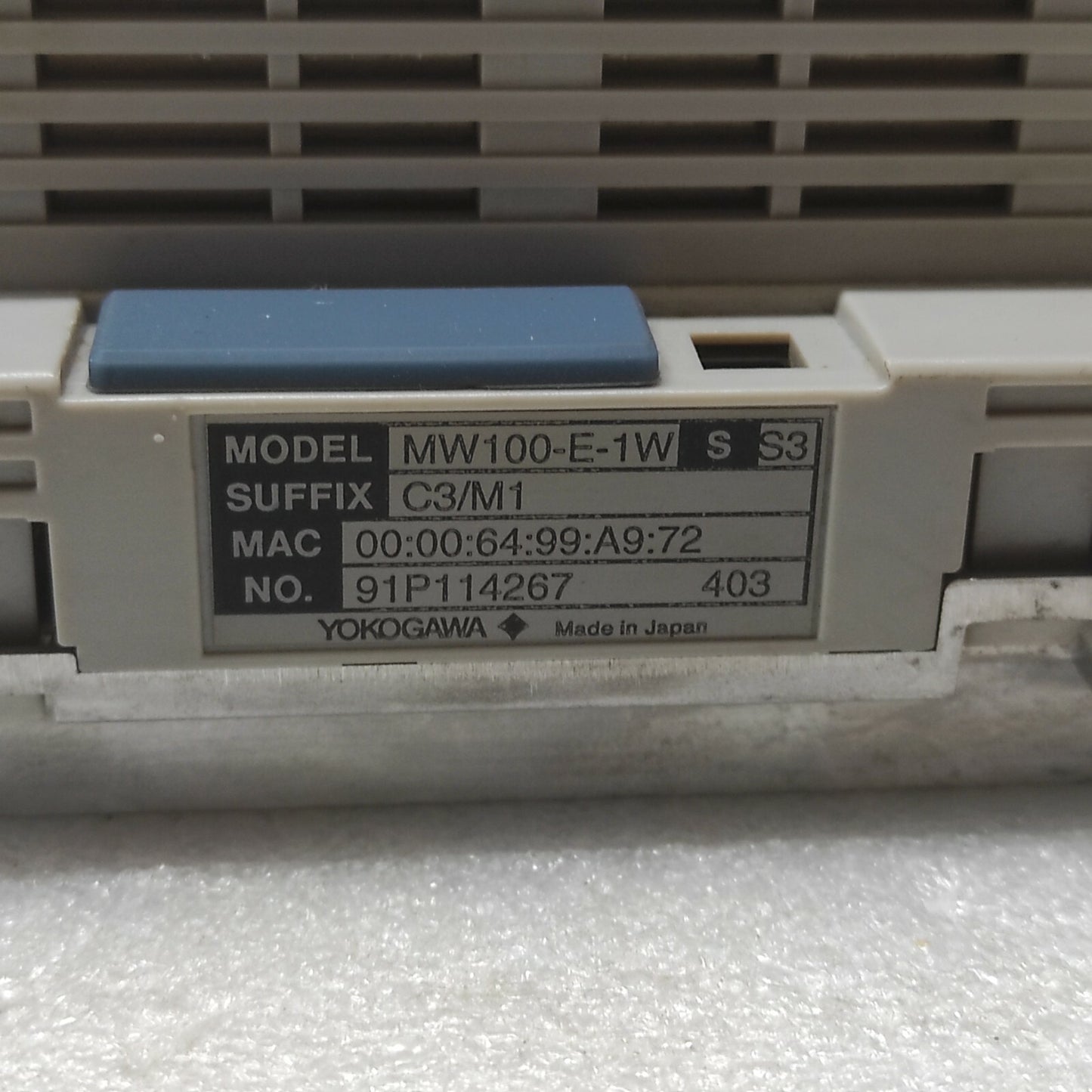 YOKOGAWA MW100-E-1W DATA ACQUISITION UNIT 91P114267