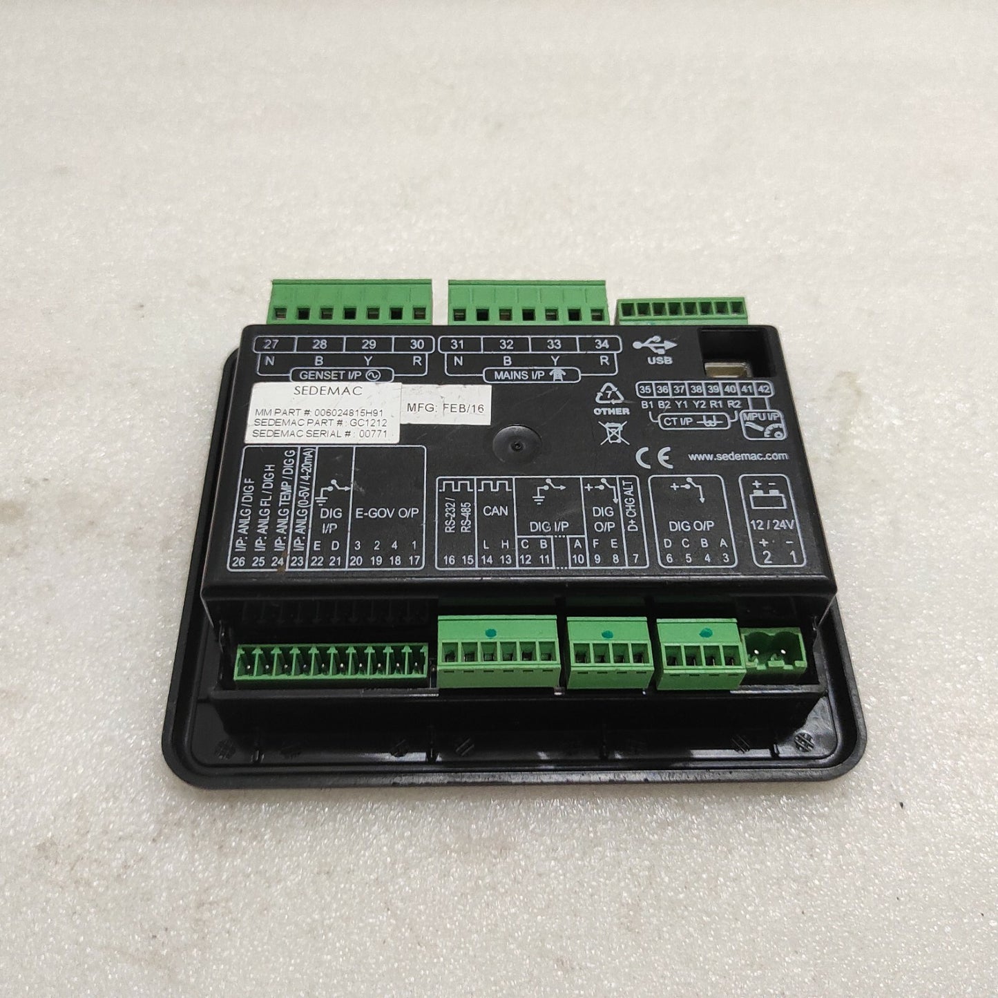 SEDEMAC GC1212 E-GOVERNING GENSET CONTROLLER 12/24V 006024815H91 BROKEN