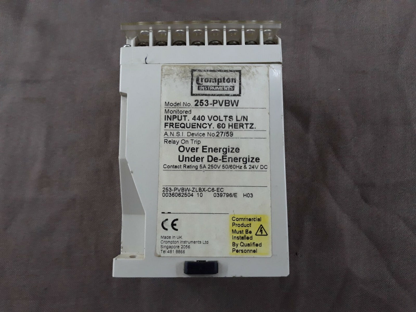 Crompton Protector 253-PVBW Frequency Relay 253 PVBW