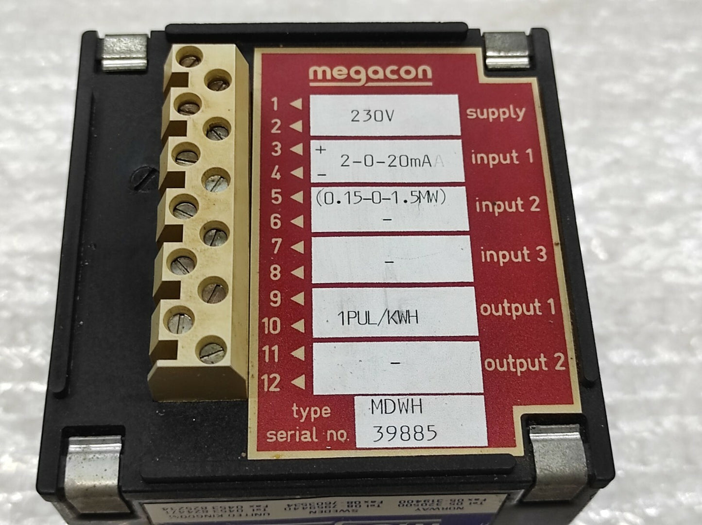 MEGACON MDWH kWh METER 230V