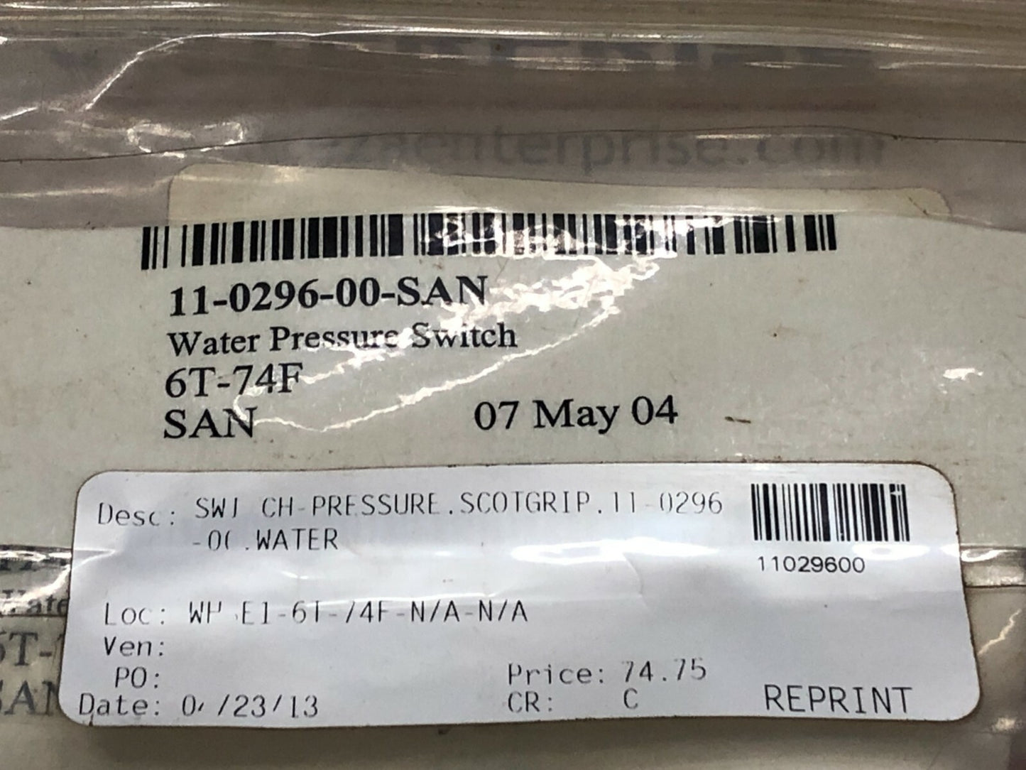JOHNSON CONTROLS 11-0296-00 PRESSURE CONTROL P10BC-30