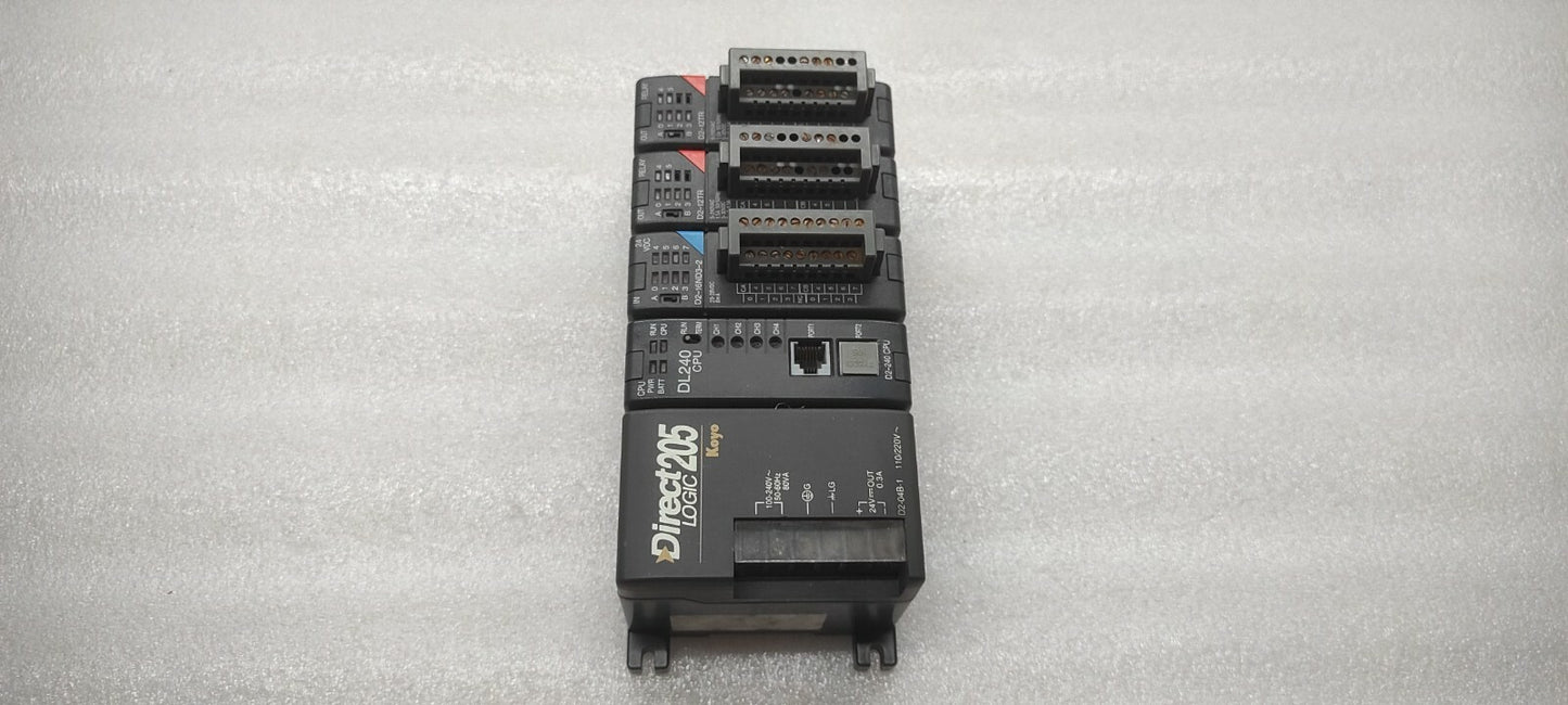 KOYO DIRECT LOGIC 205 PLC D2-04B-1 PS D2-240 CPU D2-16ND3-2 IN D2-12TR OUT