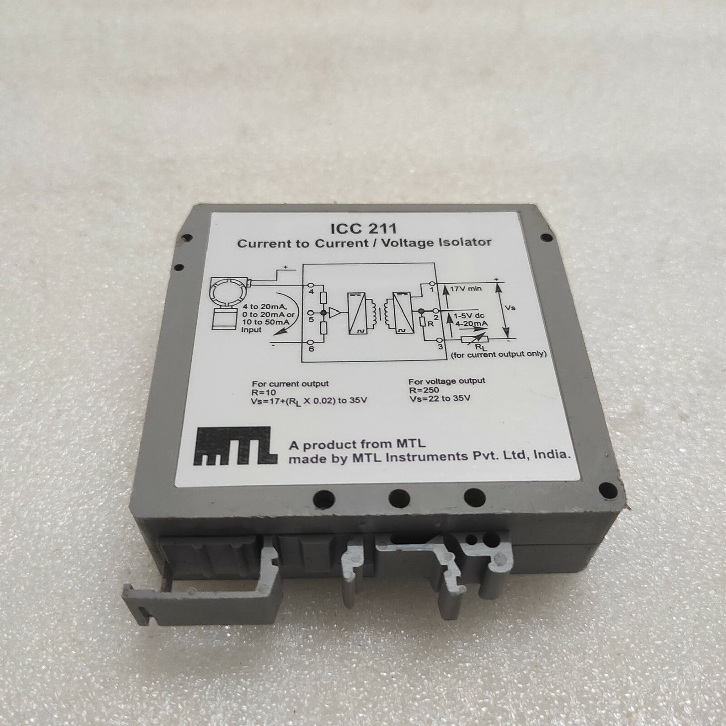 MEASUREMENT TECHNOLOGY ICC211 CURRENT TO CURRENT VOLTAGE ISOLATOR ICC-211-I1-01