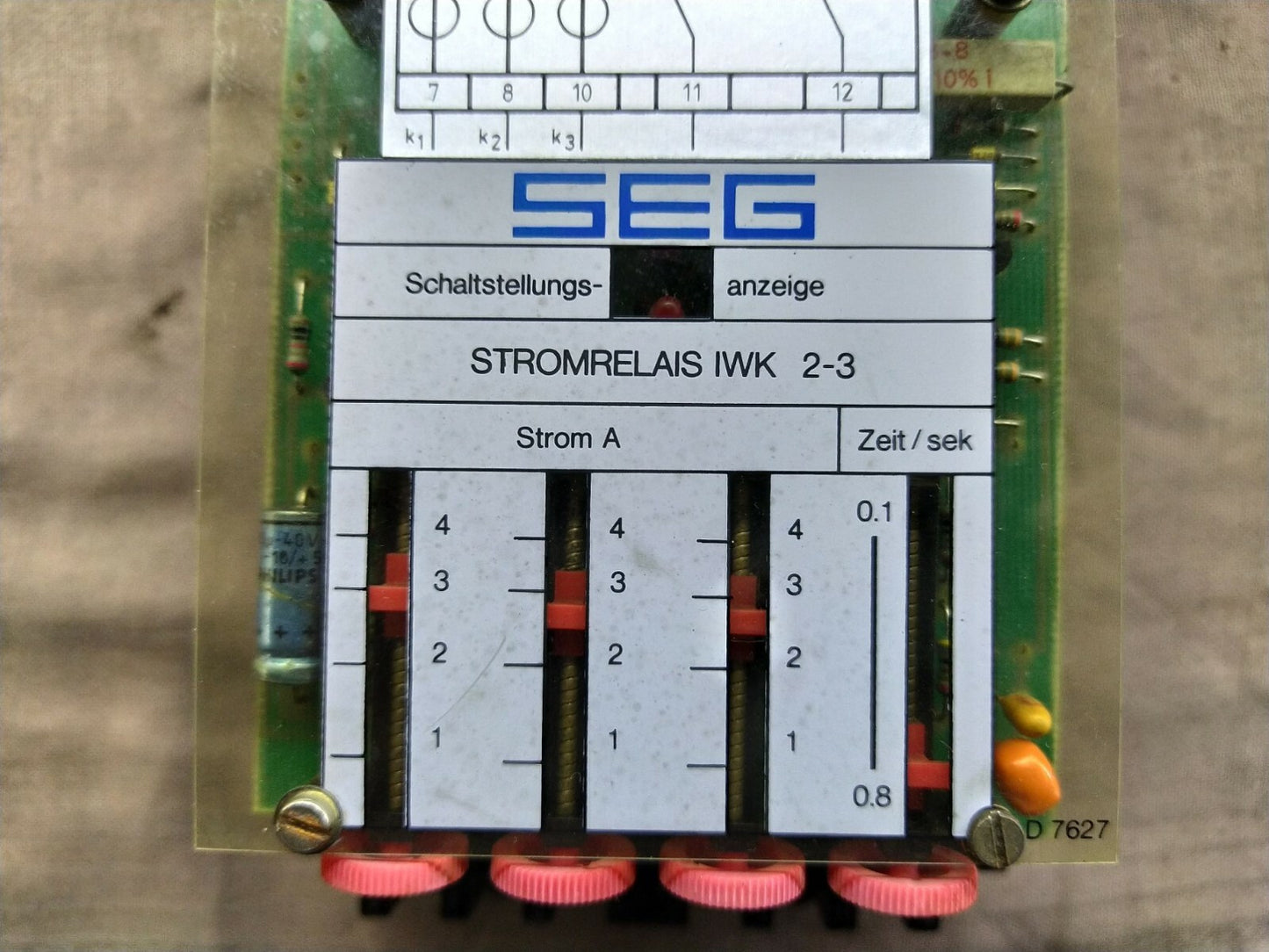 SEG STROMRELAIS IWK 2-3 CURRENT RELAY IWK2-3-1-4-0.8/S 250 VAC IWK2314.08-S