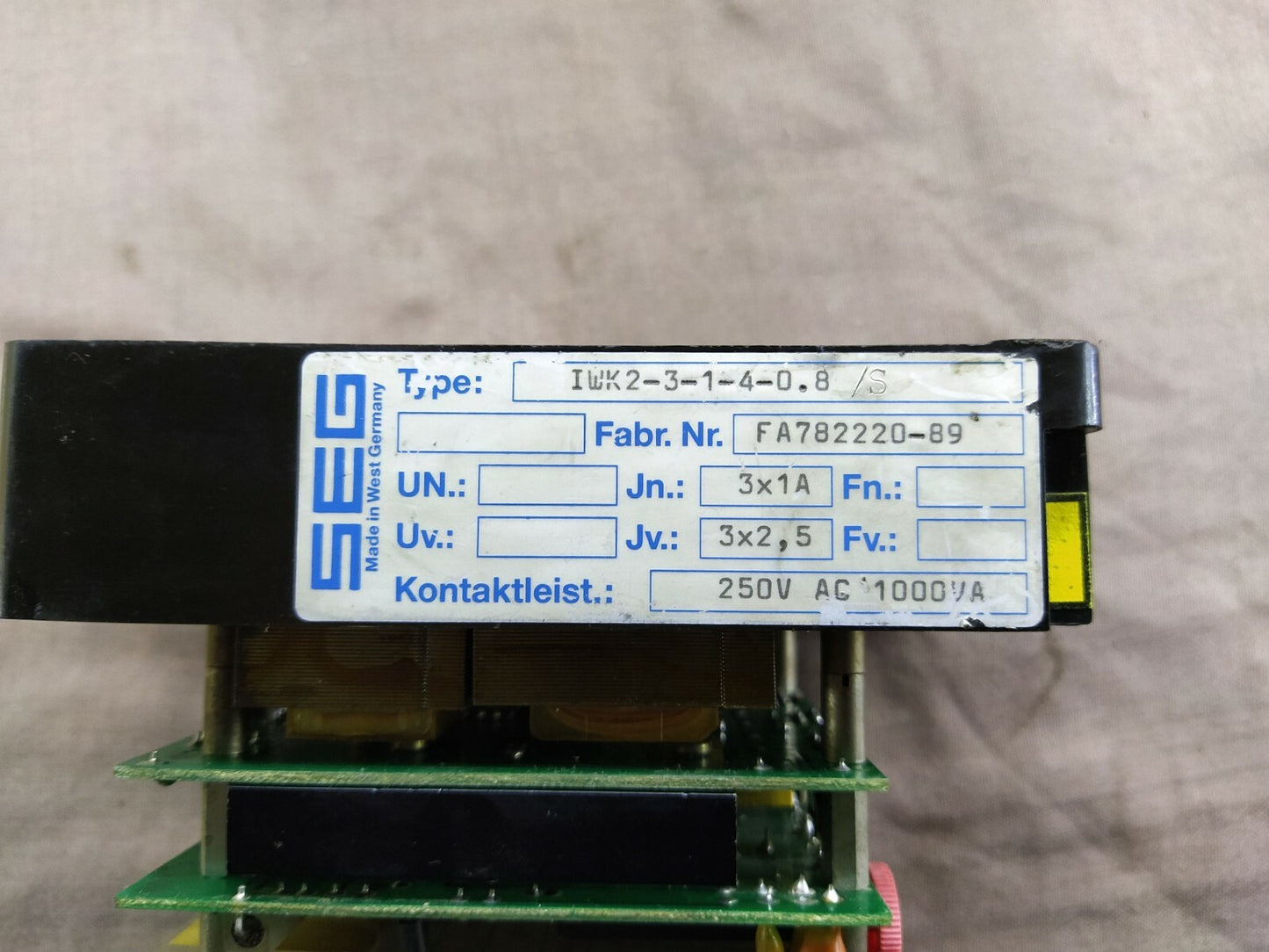 SEG STROMRELAIS IWK 2-3 CURRENT RELAY IWK2-3-1-4-0.8/S 250 VAC IWK2314.08-S