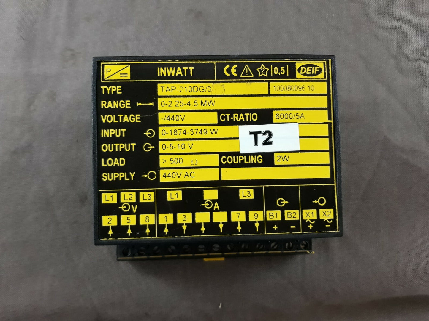 Deif Tap-210DG/3 Inwatt Transducer 100080096.10 Range 0-2.25 -4.5 MW