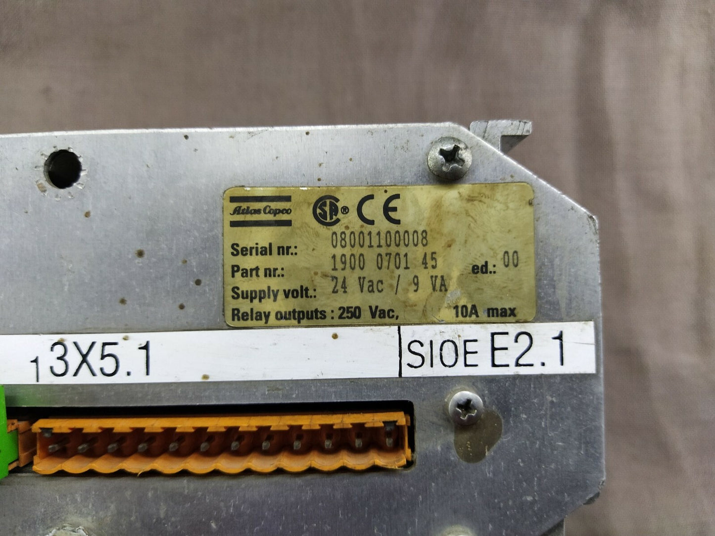 Atlas Copco 1900 0701 45 Input Output Module 24 VAC-9 VA 1900070145 I/O Module