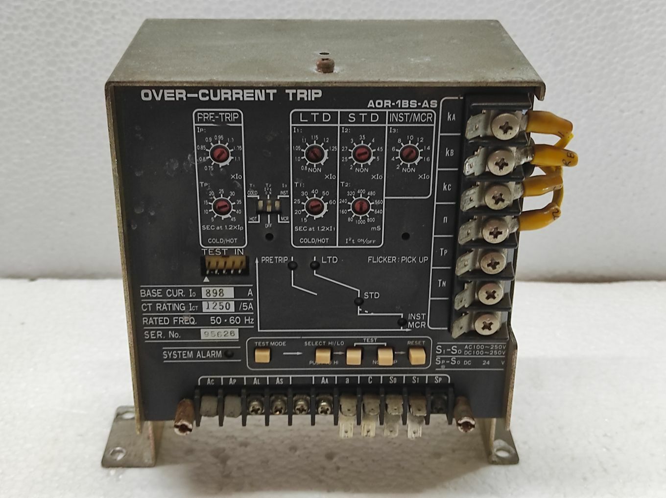 OVER-CURRENT TRIP AOR-1BS-AS 898A CT 1250/5A