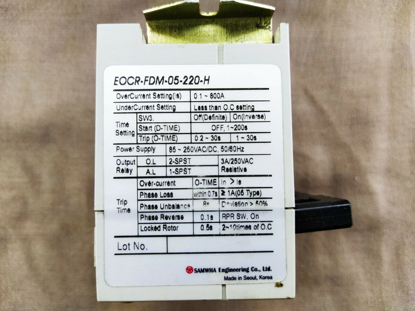 Samwha EOCR-FDM-05-220-H Protective Relay EOCRFDM05220H
