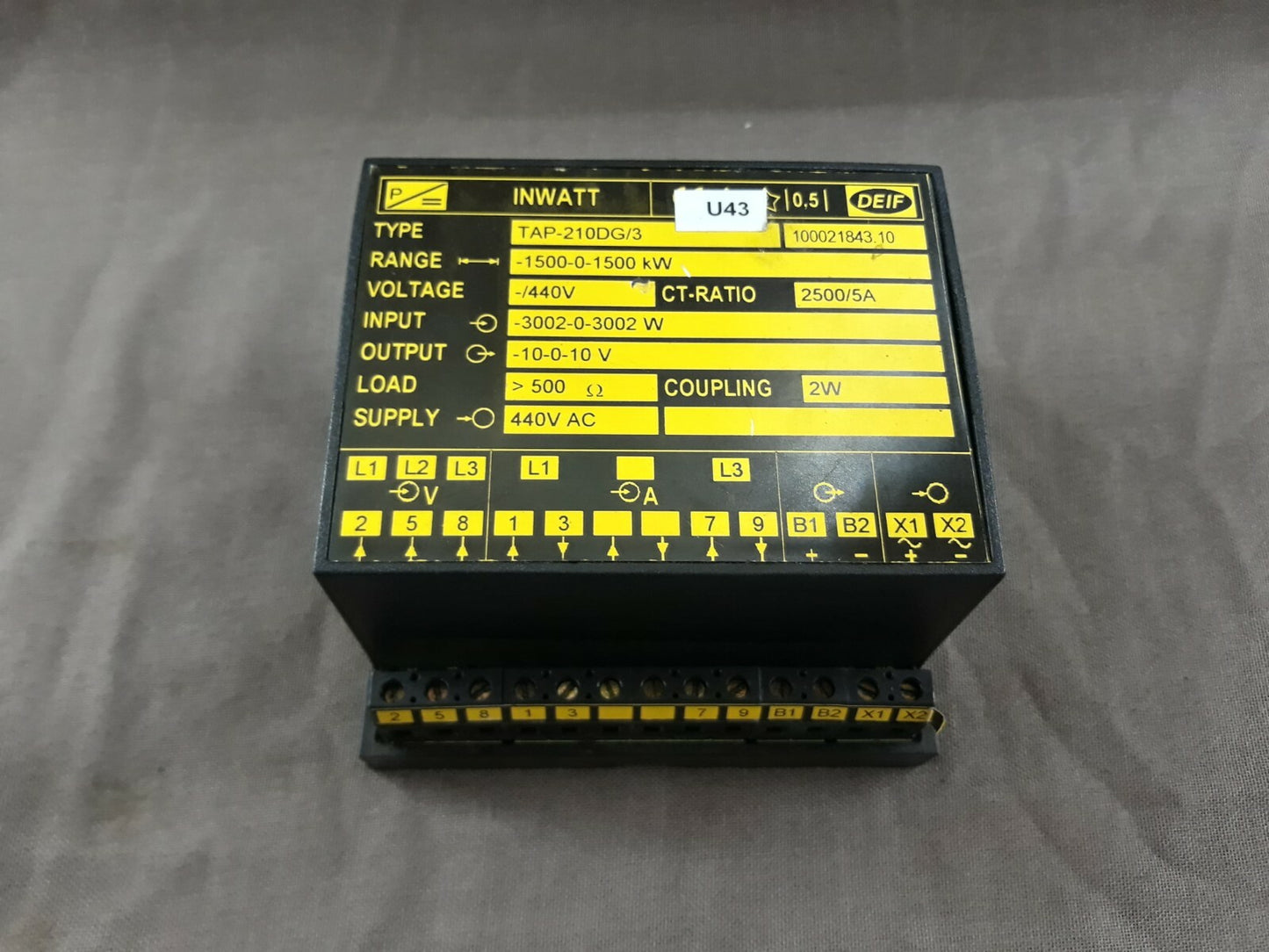 Deif TAP-210DG/3 Inwatt Transducer 100021843.10 Range 1500-0-1500 kW