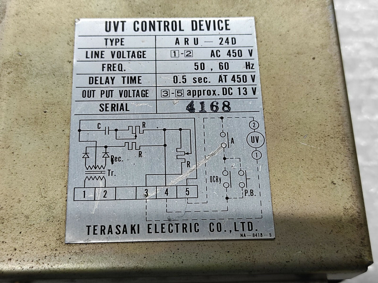 Terasaki ARU-24D UVT Control Device 450V AC