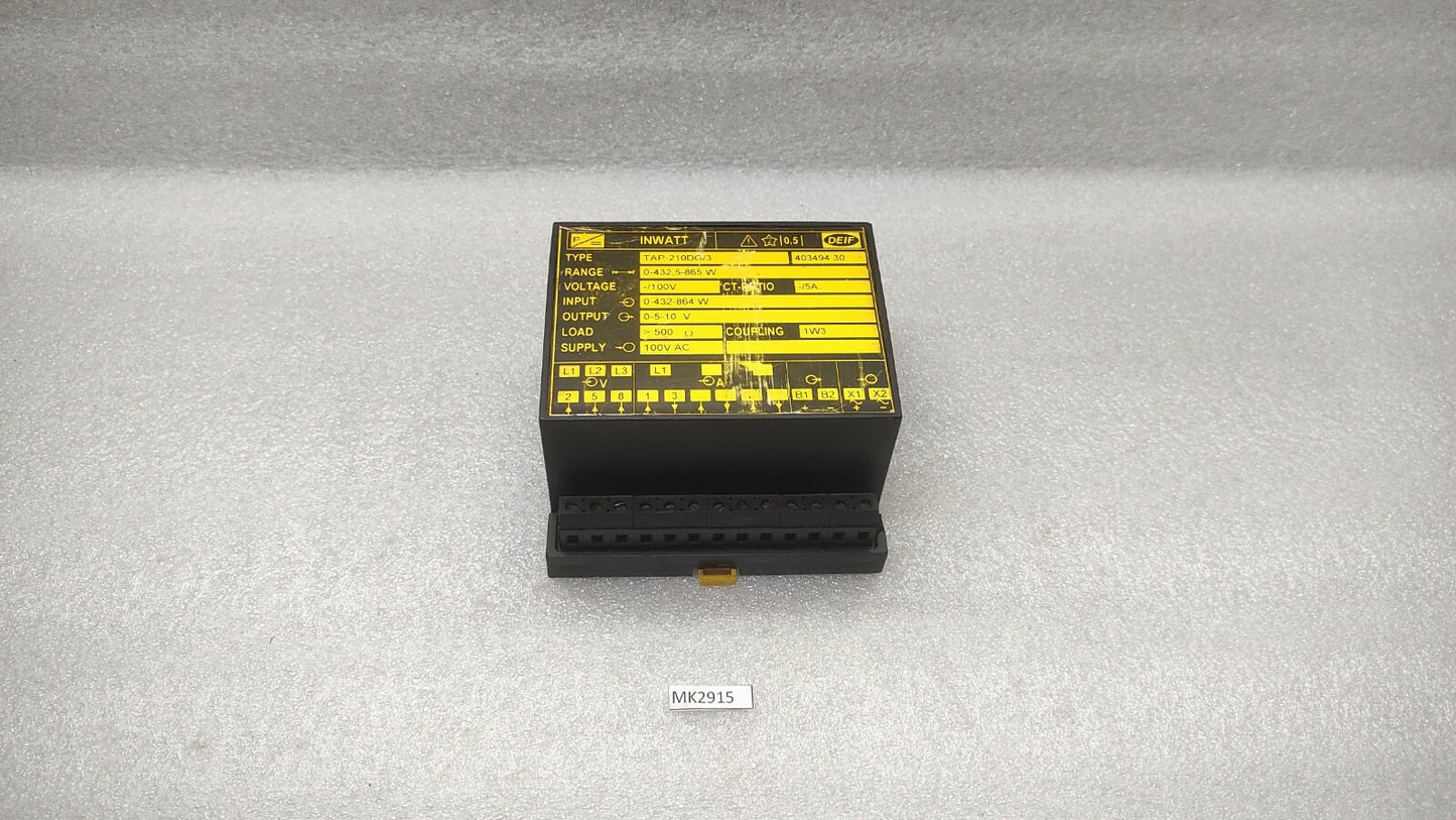 DEIF TAP-210DG/3 INWATT TRANSDUCER 100VAC 0-432-864W