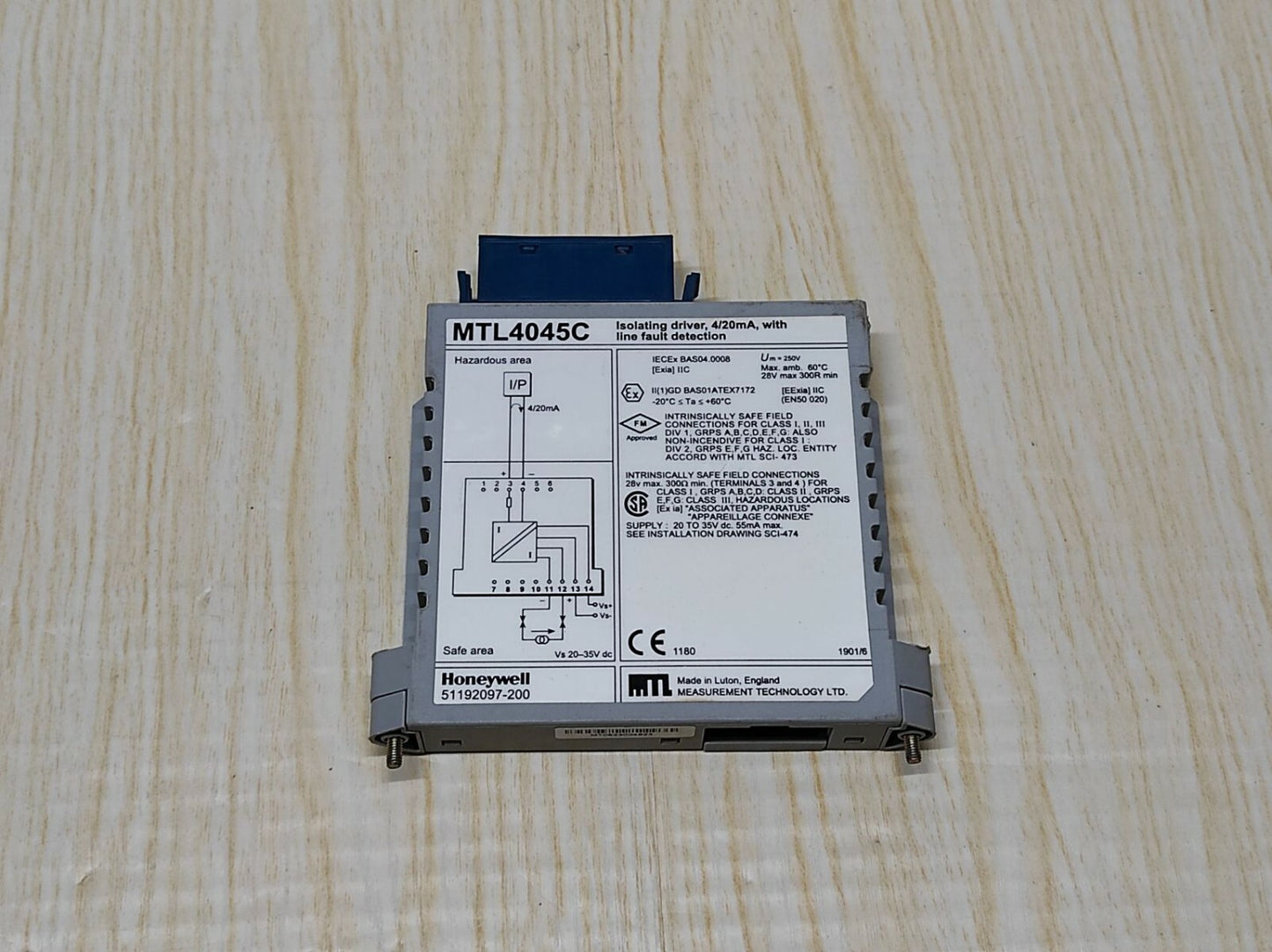 MTL 4045C Isolating Driver 4/20mA with Line Fault Detection Honeywell 51192097-2