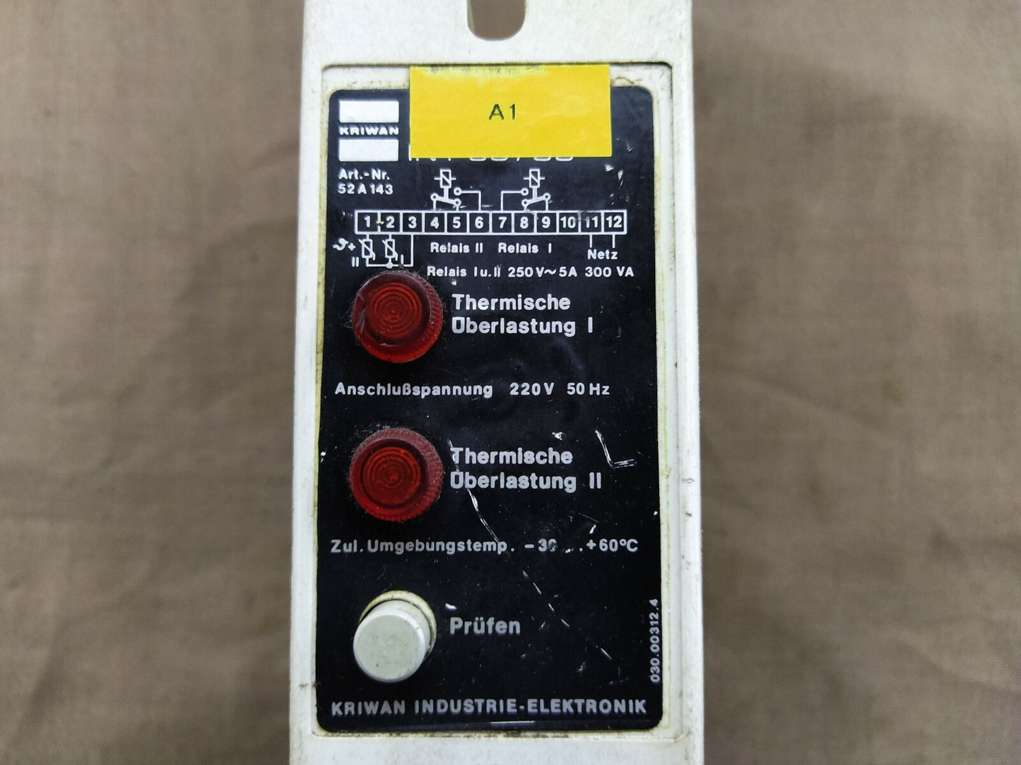 Kriwan Thermal Overload Relay 52A 143 Thermische Uberlastung 220 VAC 52A143