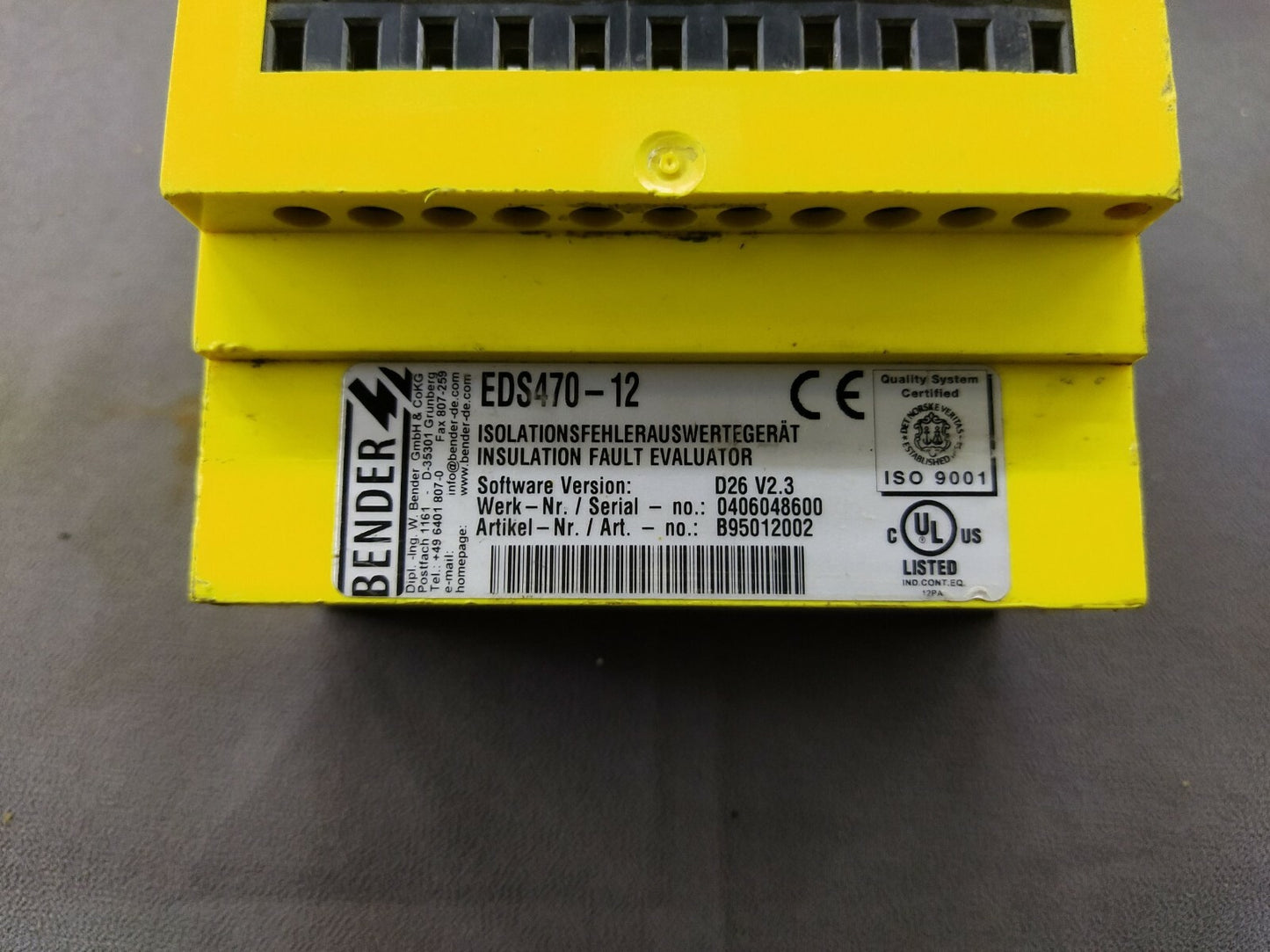 Bender EDS 470-12 Insulation Fault Evaluator B95012002 EDS470-12