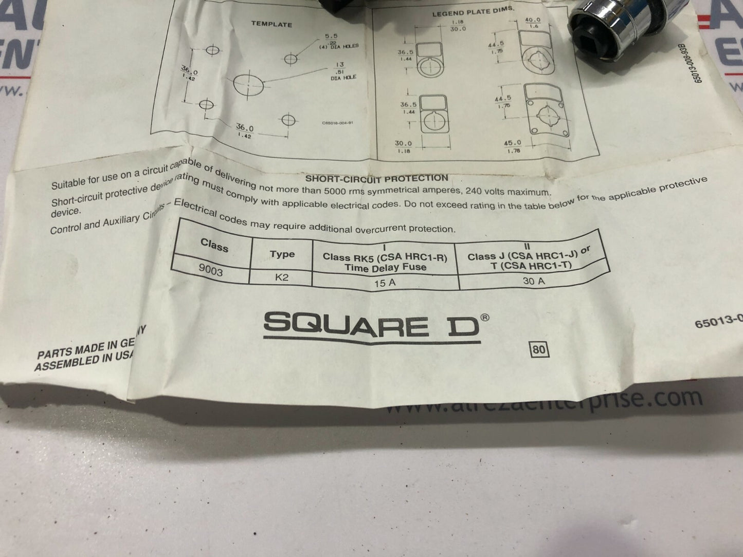 SQUARE D 9003K2D004NA CAM SWITCH TELEMECANIQUE K2D004NAX