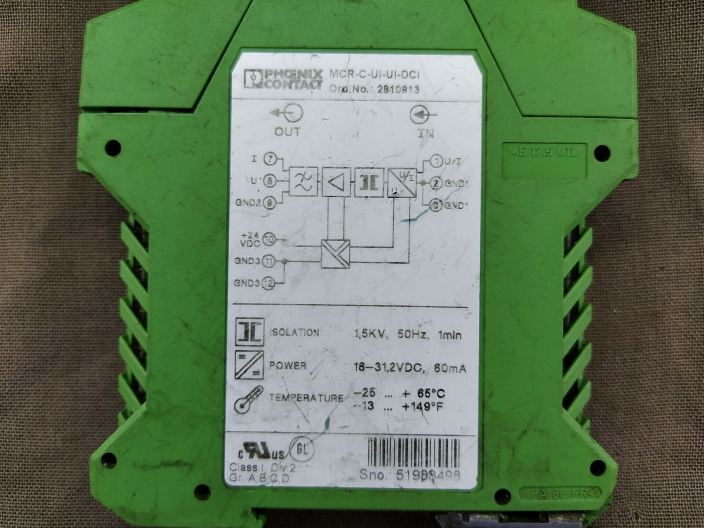 Phoenix Contact MCR-C-UI-UI-DCI Signal Conditioning Module 2810913 MCRCUIUIDCI