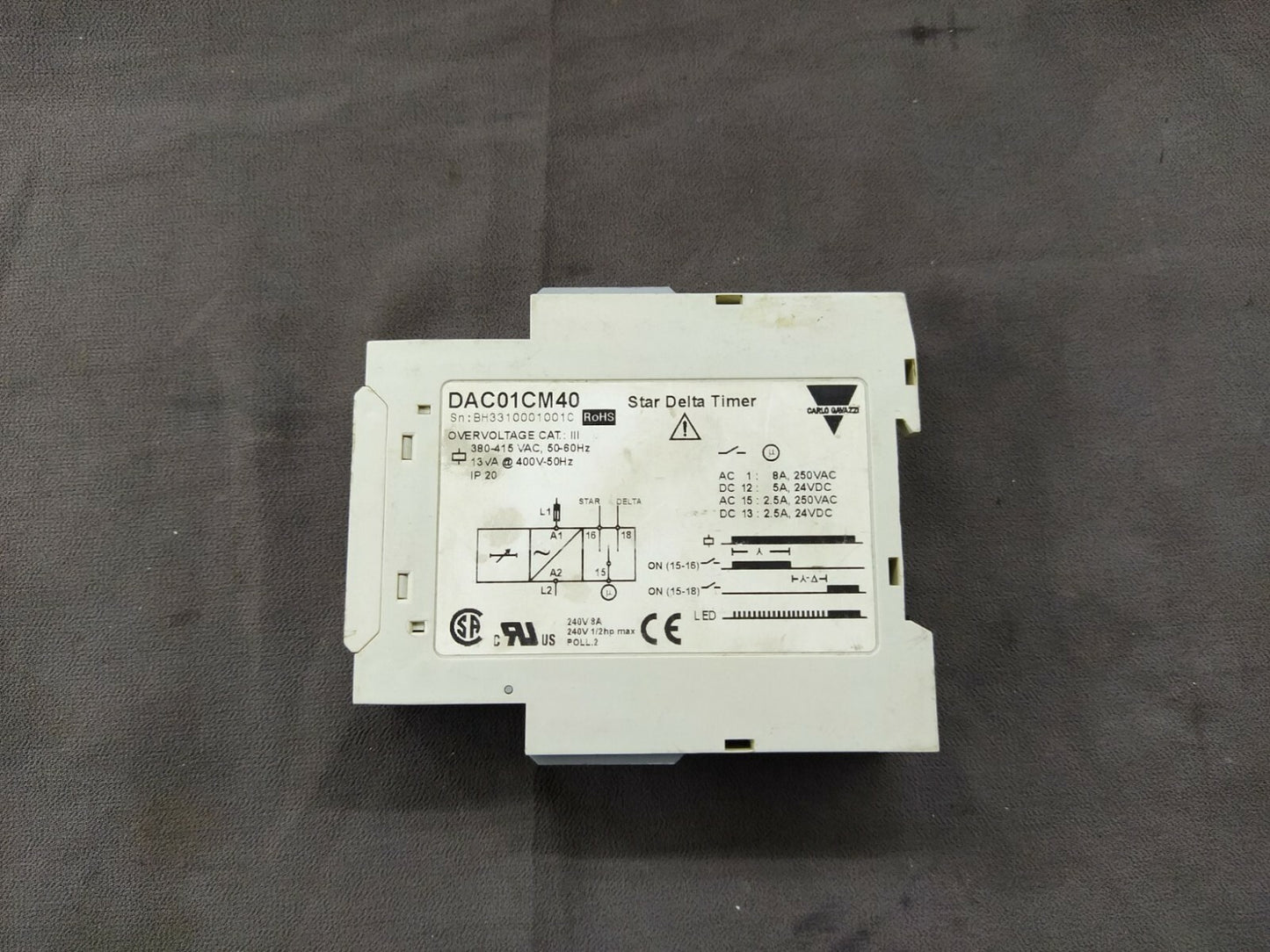 Carlo Gavazzi DAC01 Star Delta Timer DAC01CM40 380-415 VAC