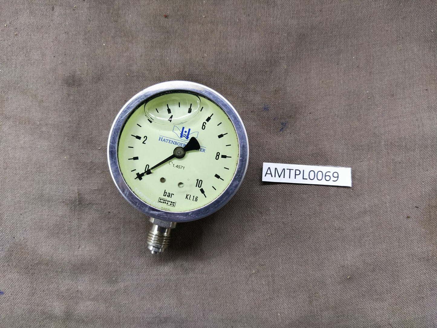 Hatenboer Water ENFM  C 1.4571 Pressure Gauge 10 BAR KI. 1.6