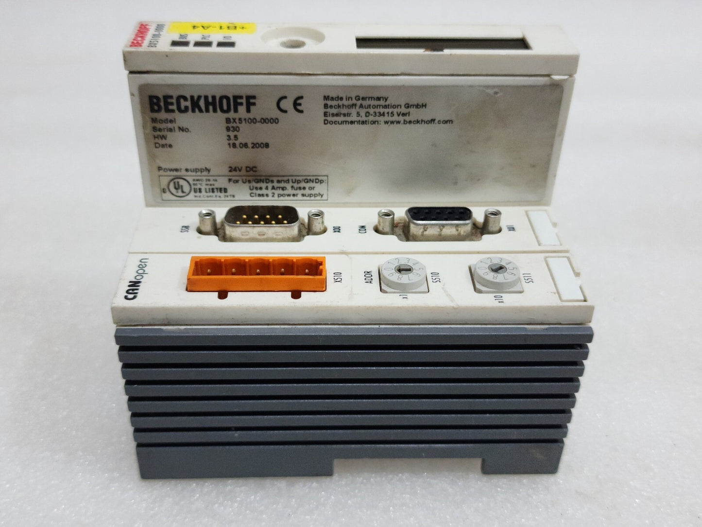 BECKHOFF BX5100-0000 CANOPEN BUS TERMINAL CONTROLLER 24VDC