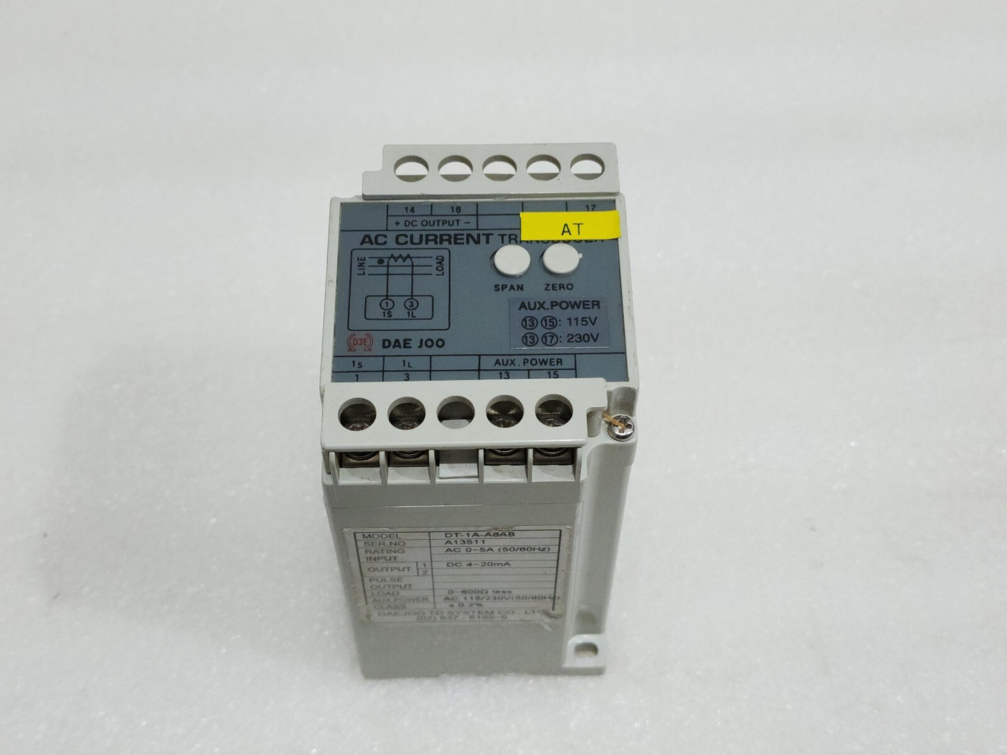 DAE JOO DT-1A-A8AB AC CURRENT TRANSDUCER 115/230VAC