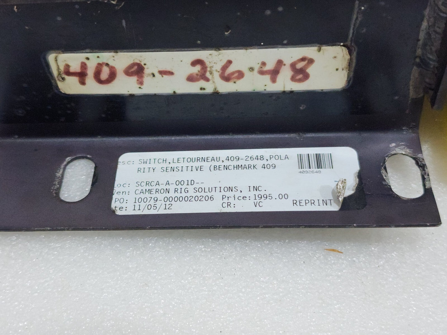 LETOURNEAU 409-2648 POLARITY SENSITIVE SWITCH LETOURNEAU