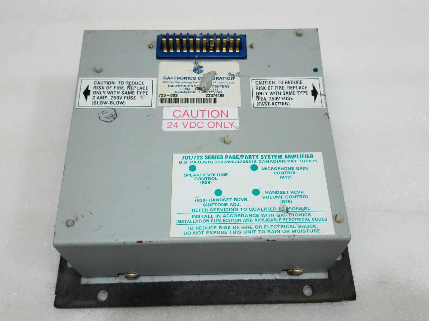 GAI TRONICS 723-003 REMOTE HANDSET/SPEAKER AMPLIFIER 24VDC