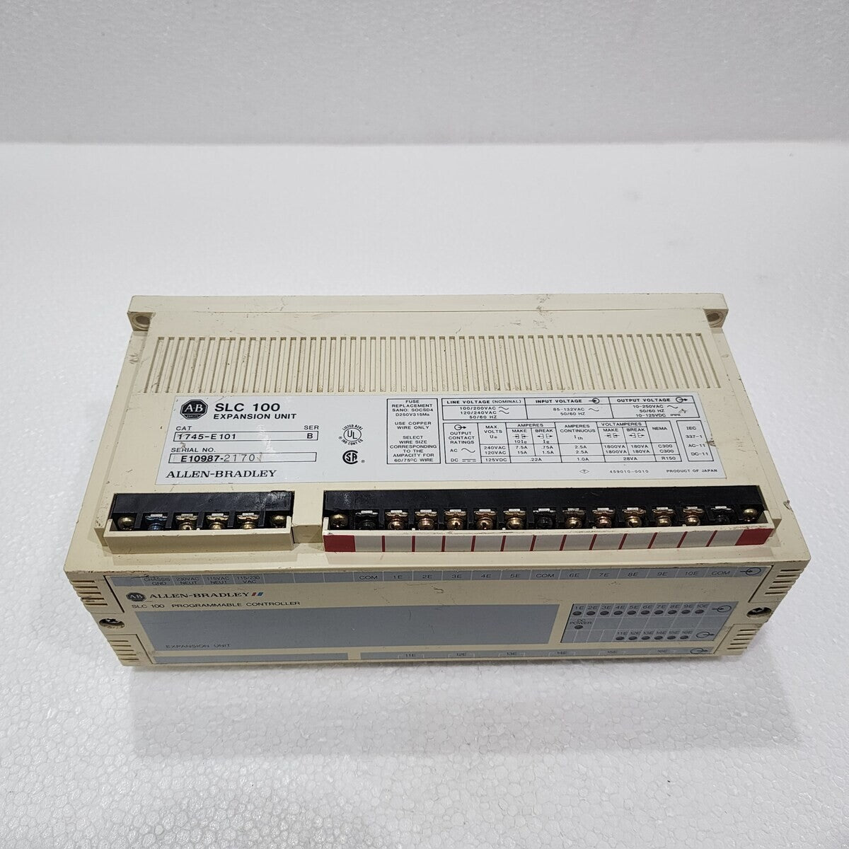 ALLEN BRADLEY SLC 100 CAT 1745-E101 SER B PROGRAMMABLE CONTROLLER EXPANSION UNIT