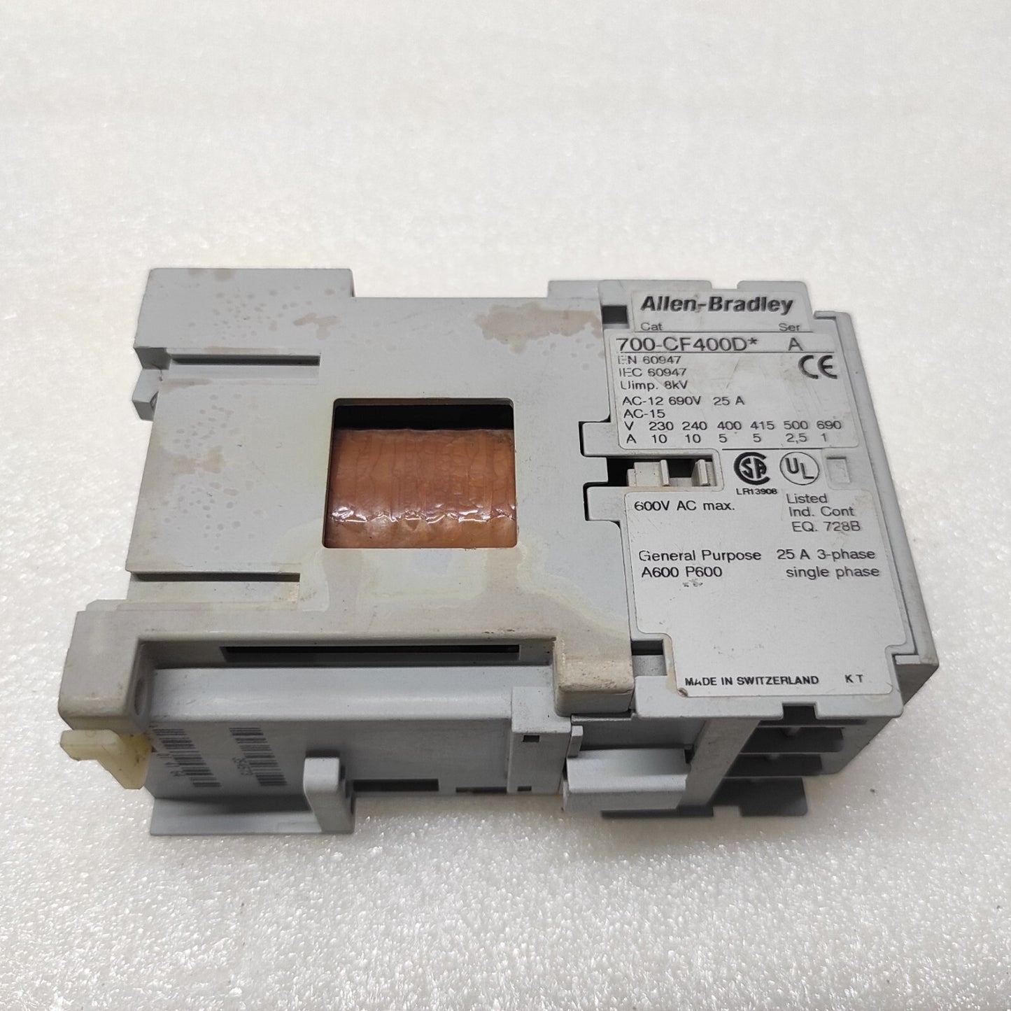 ALLEN BRADLEY CAT 700-CF400D-A MAGNETIC CONTACTOR COIL VOLTAGE 24VDC