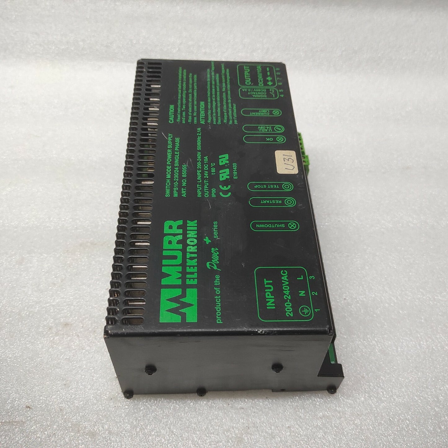 MURR ELEKTRONIK MPS10-230/24 POWER SUPPLY 85055 24VDC 10A