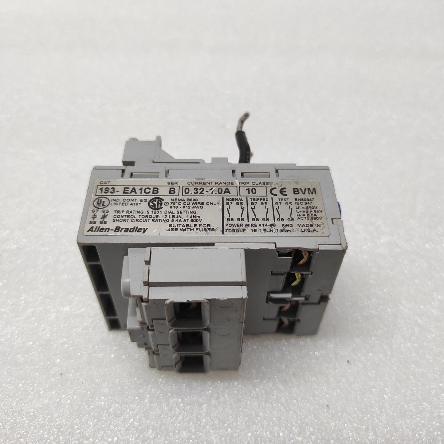 ALLEN BRADLEY CAT 193-EA1CB THERMAL OVERLOAD RELAY 0.32-1.0A