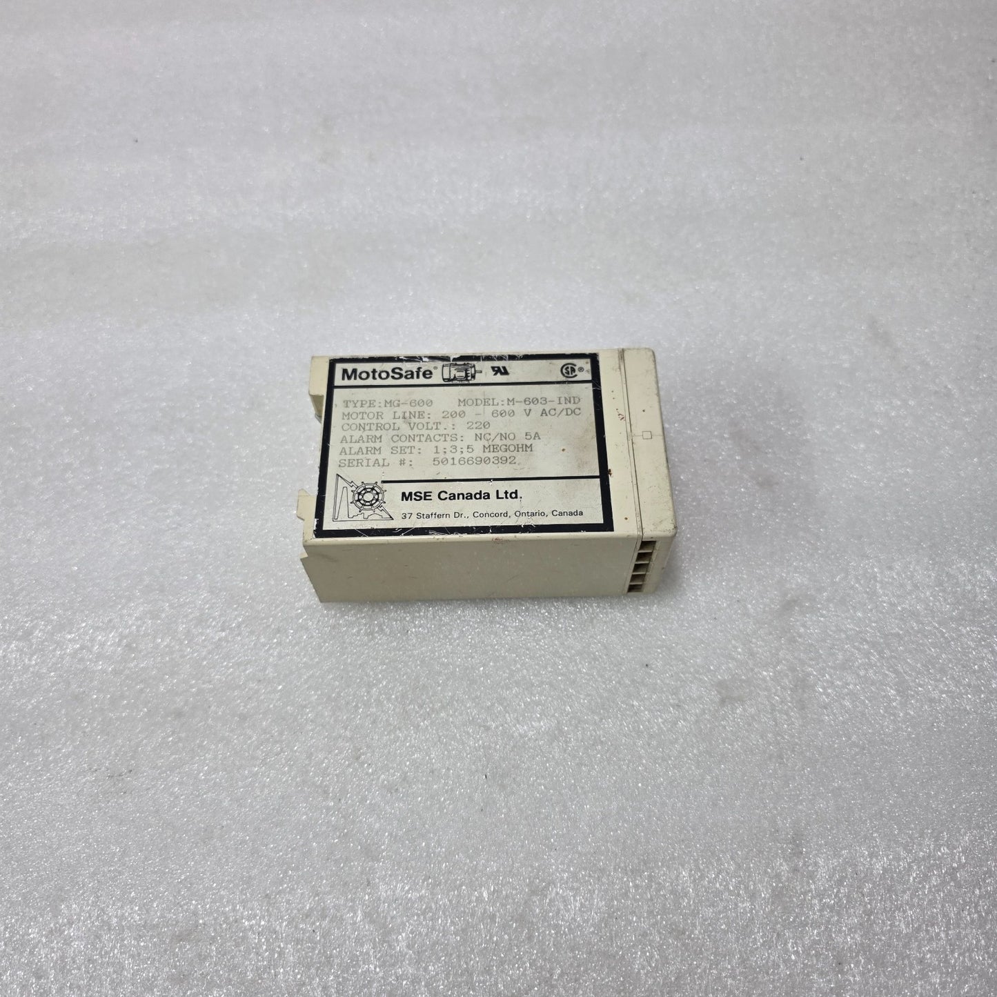 MOTOSAFE MG-600 MOTOR INSULATION MONITOR RELAY | MODEL M-603-IND | 200–600V AC/D