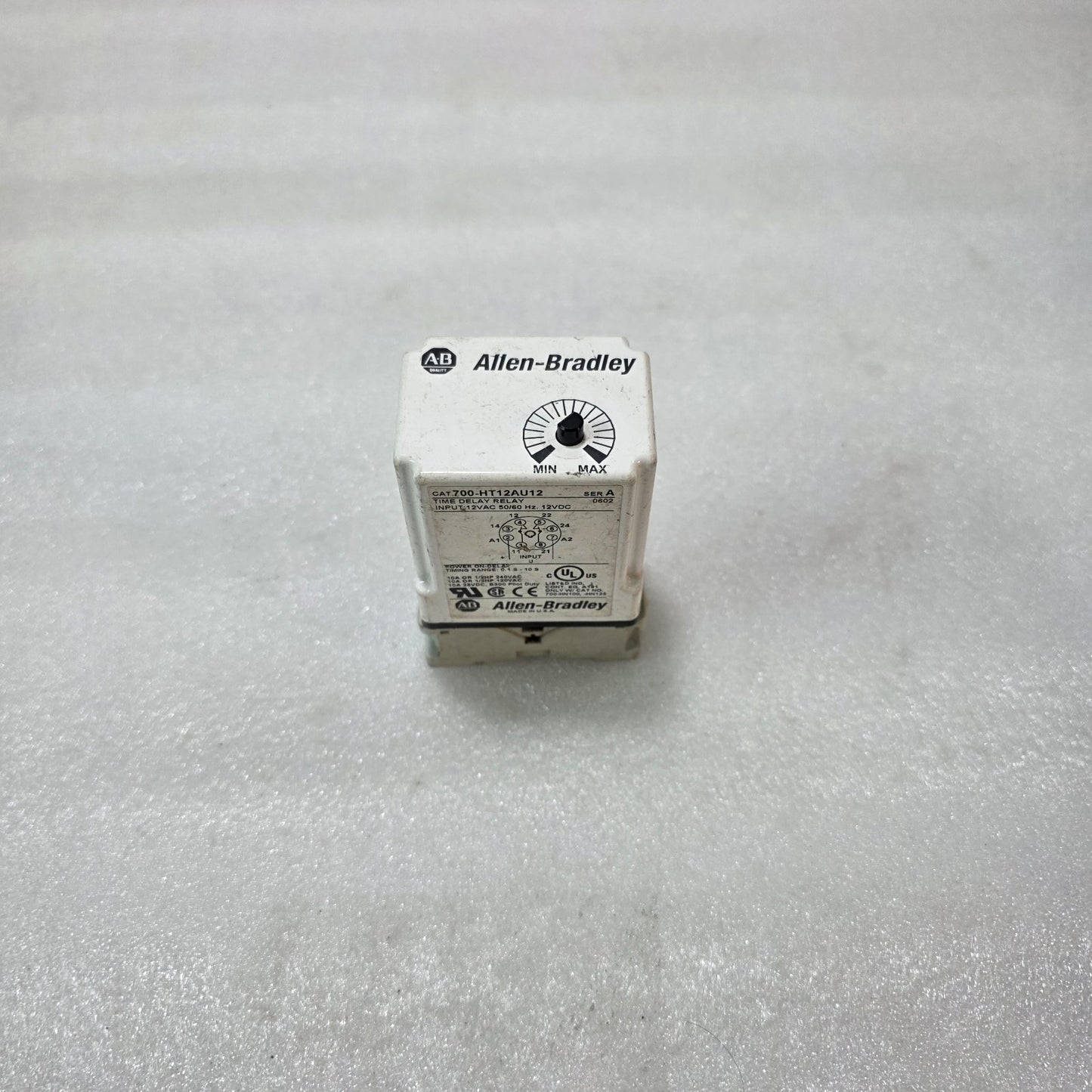 ALLEN BRADLEY 700-HT12AU12 TIME DELAY RELAY | 12V AC/DC | POWER ON DELAY 0.1–10S