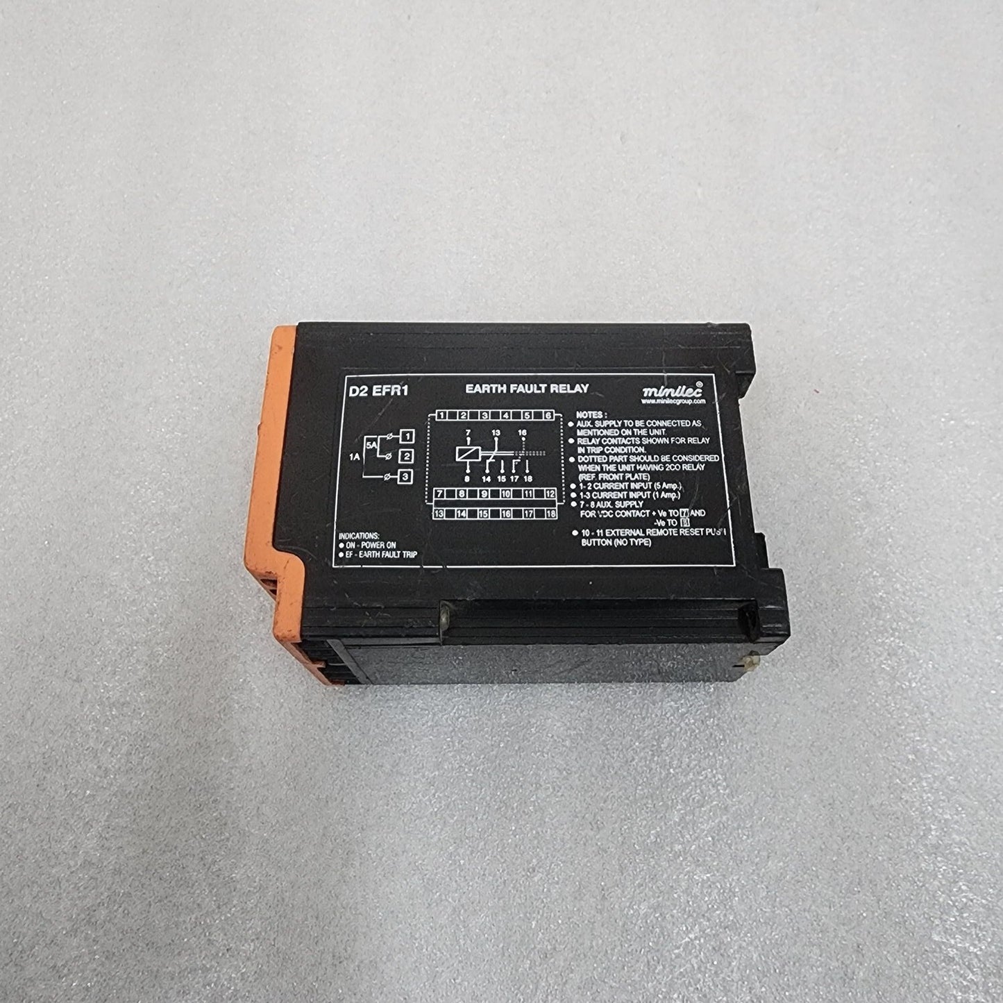 MINILEC D2 EFR1 EARTH FAULT RELAY 5R0191 110-240VAC/DC