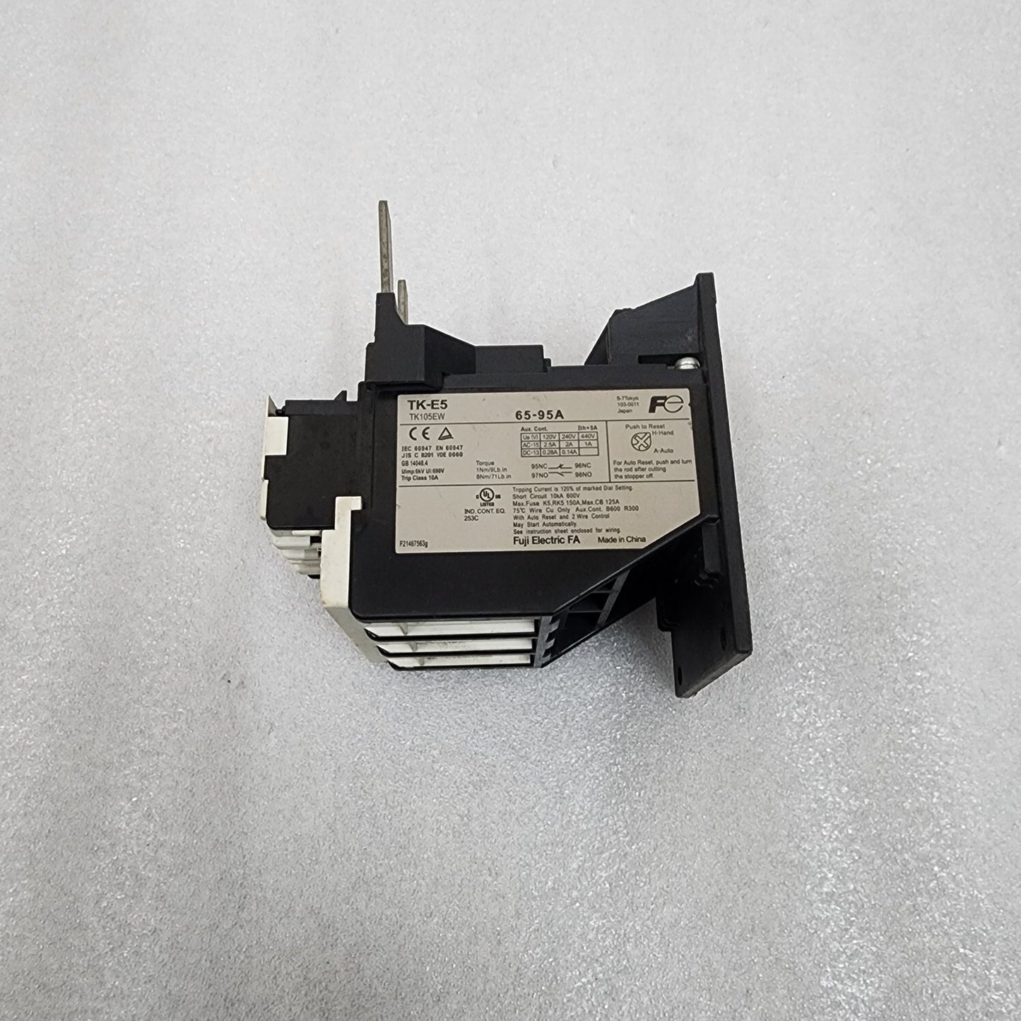 FUJI ELECTRIC TK-E5 OVERLOAD RELAY TK105EW 65-95A