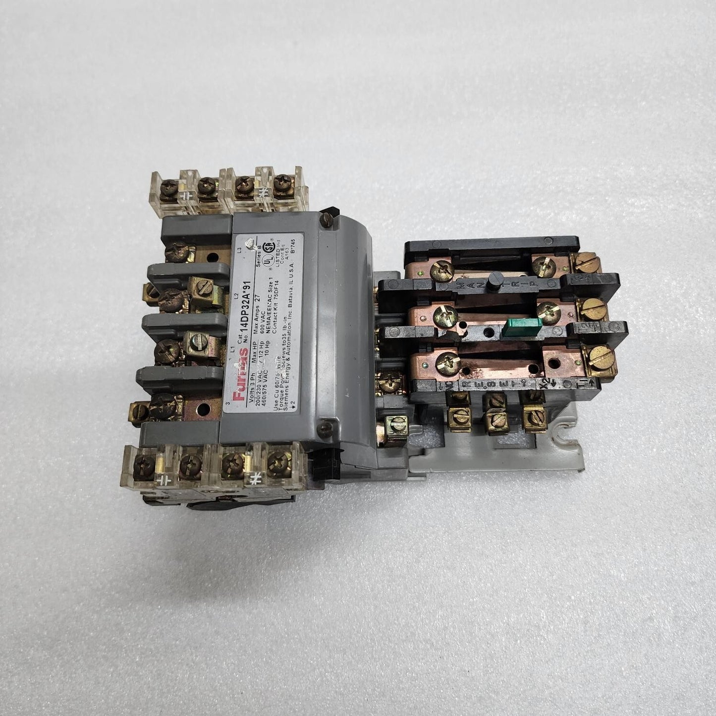FURNAS 14DP32A91 3-PH MOTOR STARTER 27A 48DC39AA3 COIL VOLTAGE 220-240V