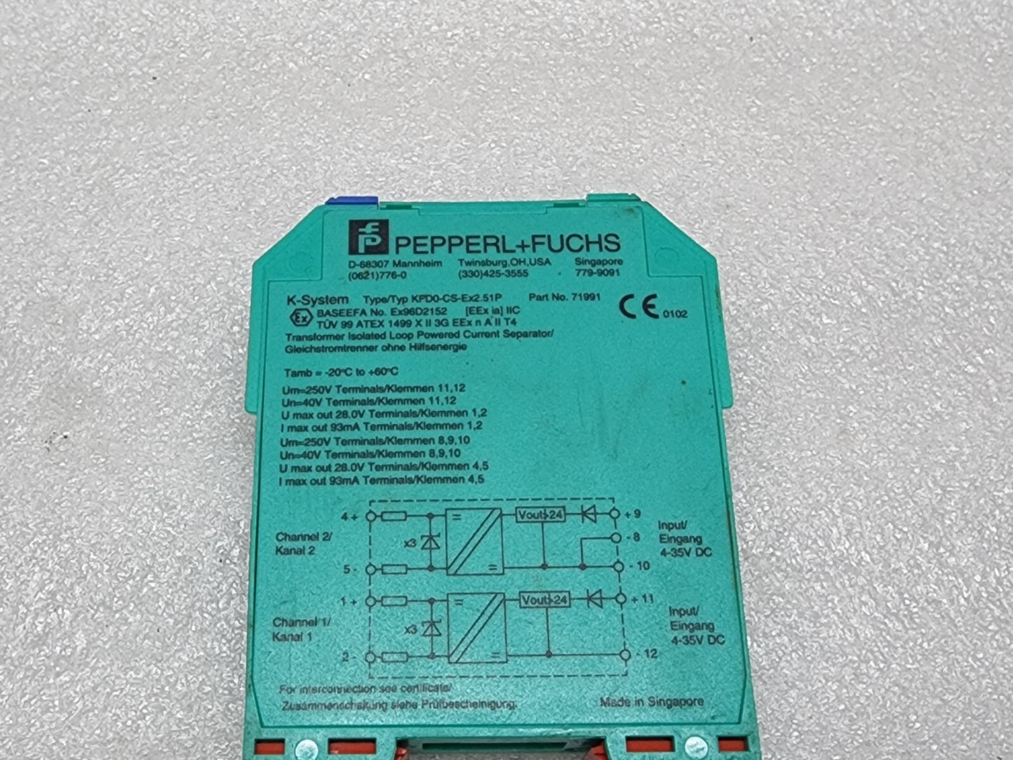 PEPPERL + FUCHS KFD0-CS-EX2.51P CURRENT SEARATOR 71991