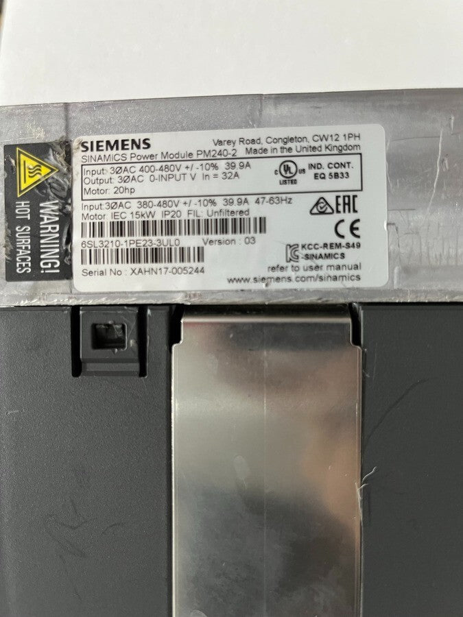 SIEMENS PM240-2 SINAMICS POWER MODULE 15KW 6SL3210-1PE23-3UL0 FREQUENCY MADE UK