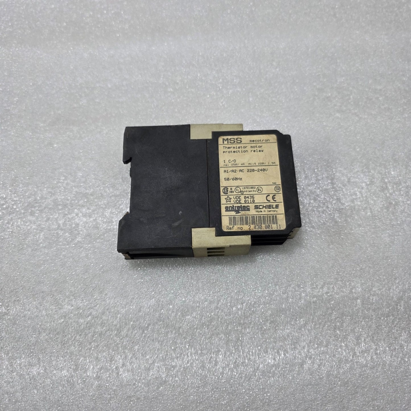 ENTRELEC SCHIELE MSS MECOTRON THERMISTOR MOTOR PROTECTION RELAY 2.430.801.11 220